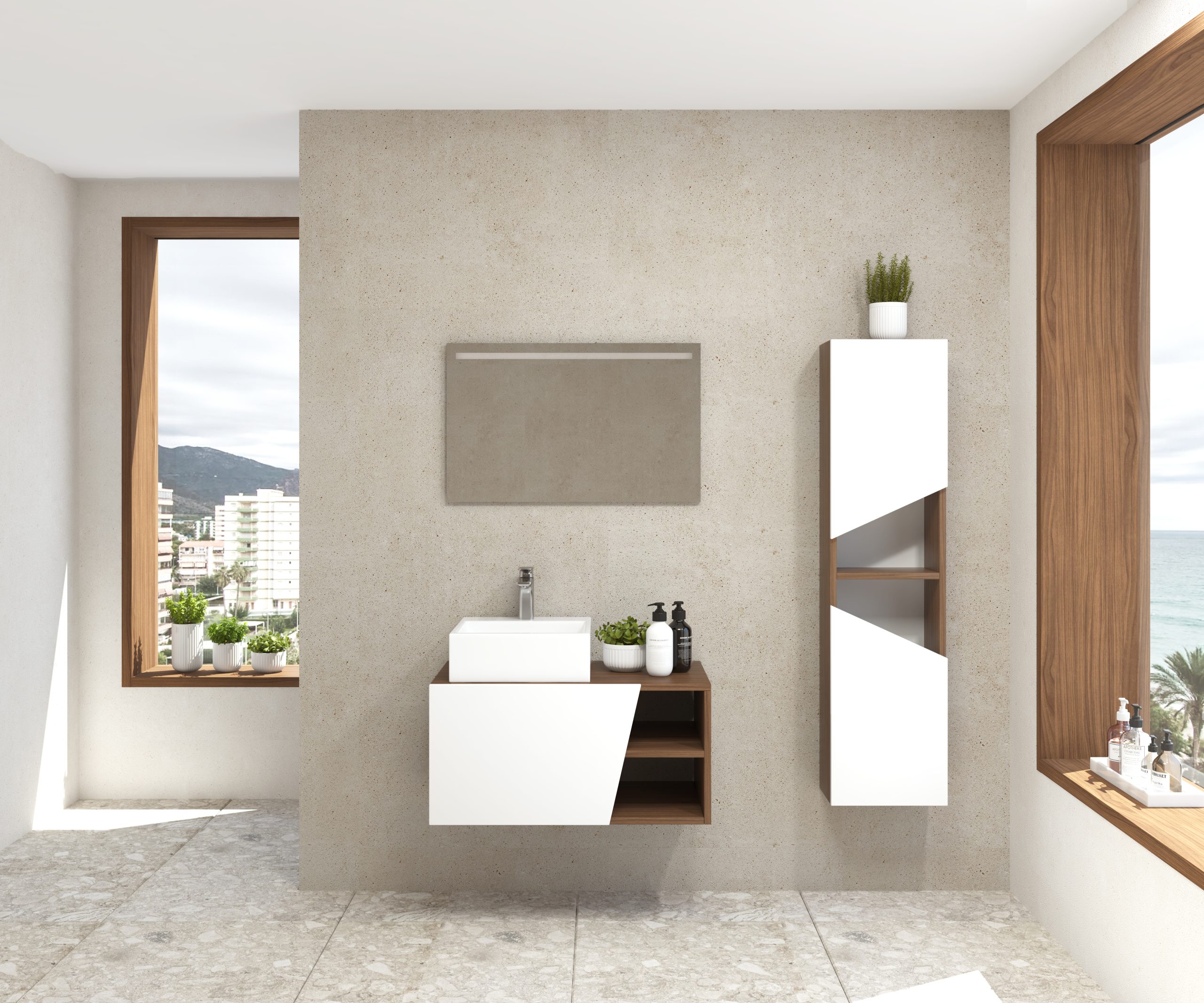 Pack Rennes avec lavabo et miroir LED
