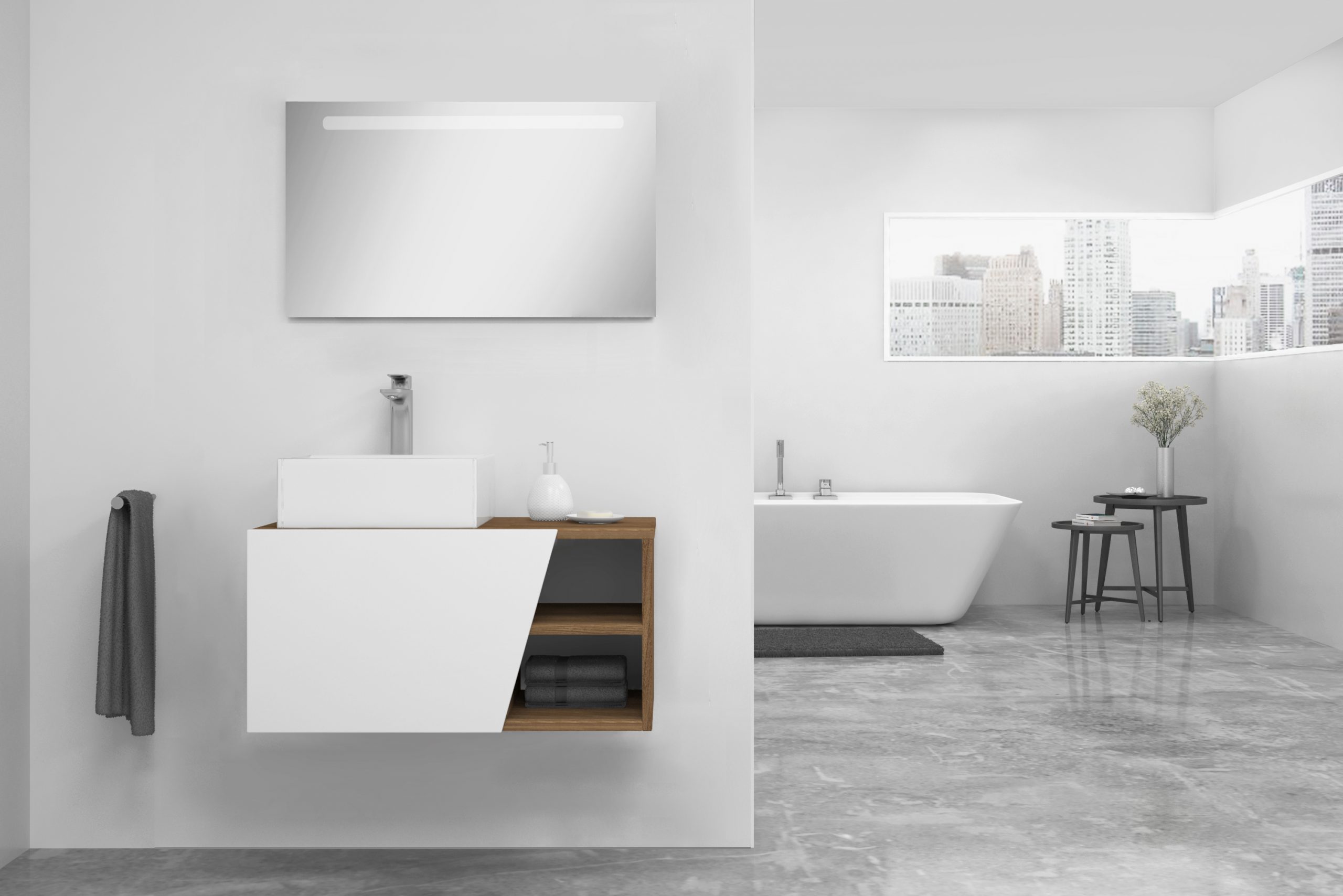 Pack Rennes avec lavabo et miroir LED