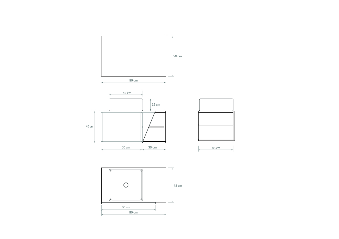 Pack Rennes avec lavabo et miroir LED