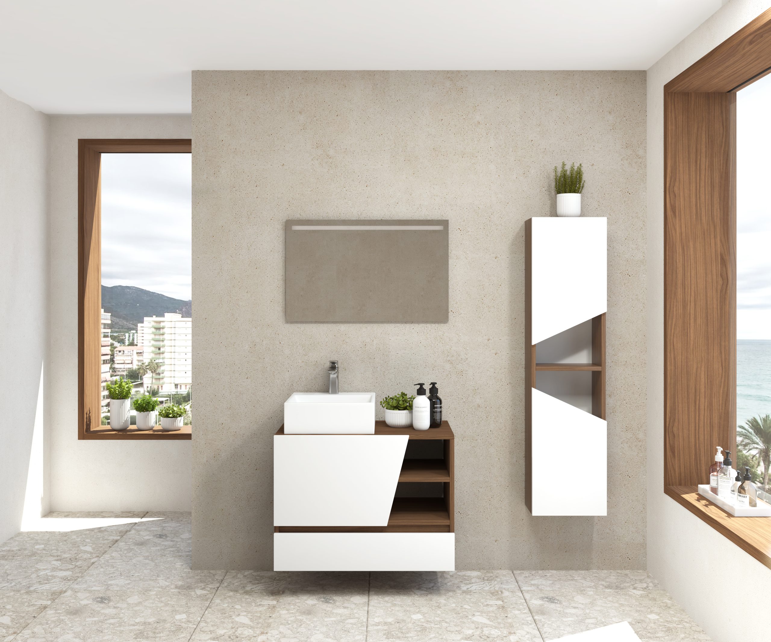 Pack Rennes Plus avec lavabo et miroir LED