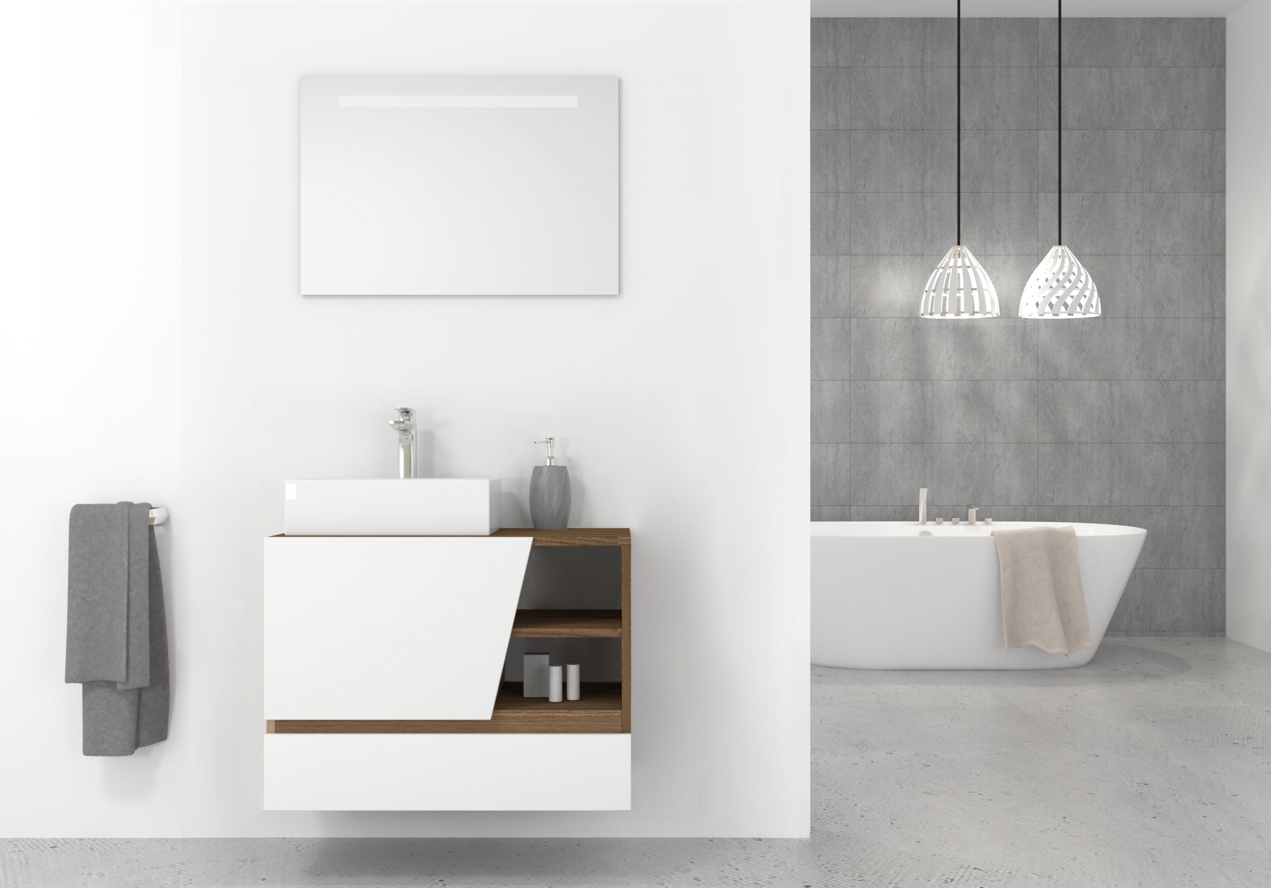 Pack Rennes Plus avec lavabo et miroir LED