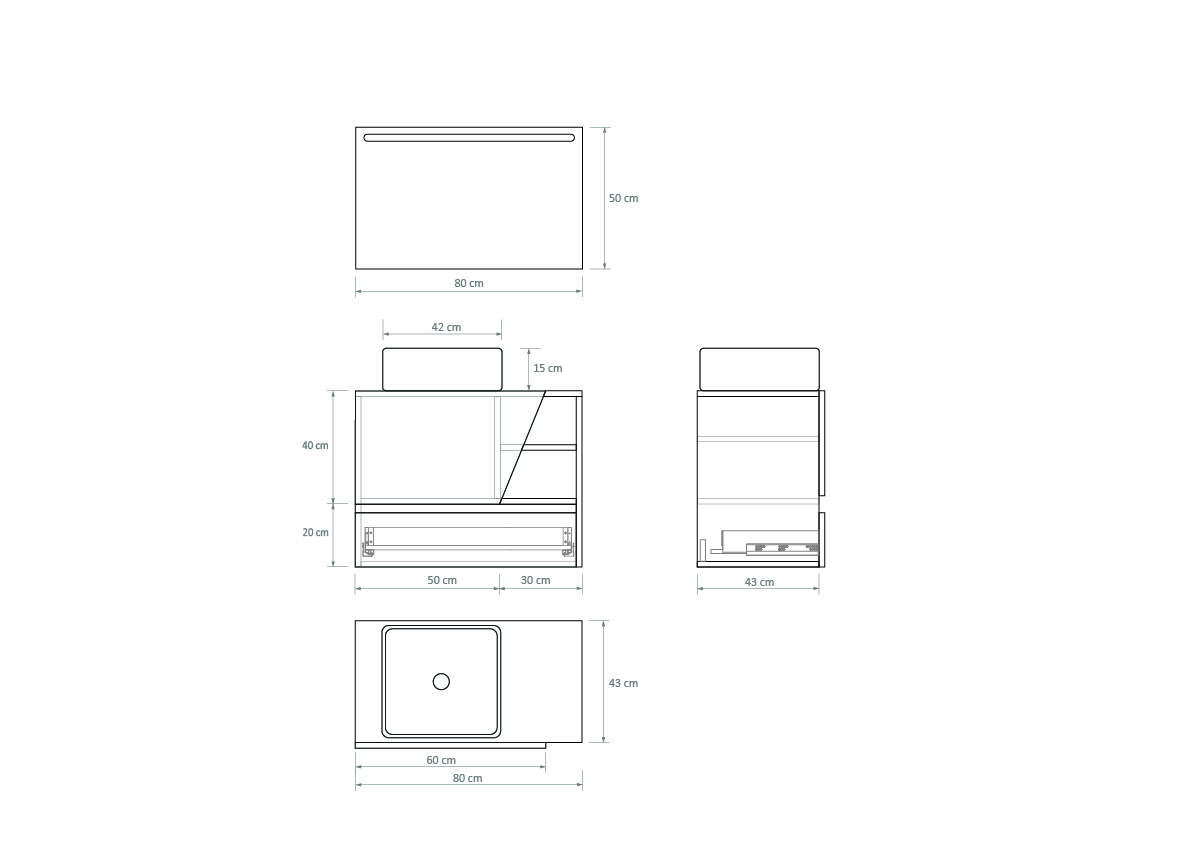 Pack Rennes Plus avec lavabo et miroir LED