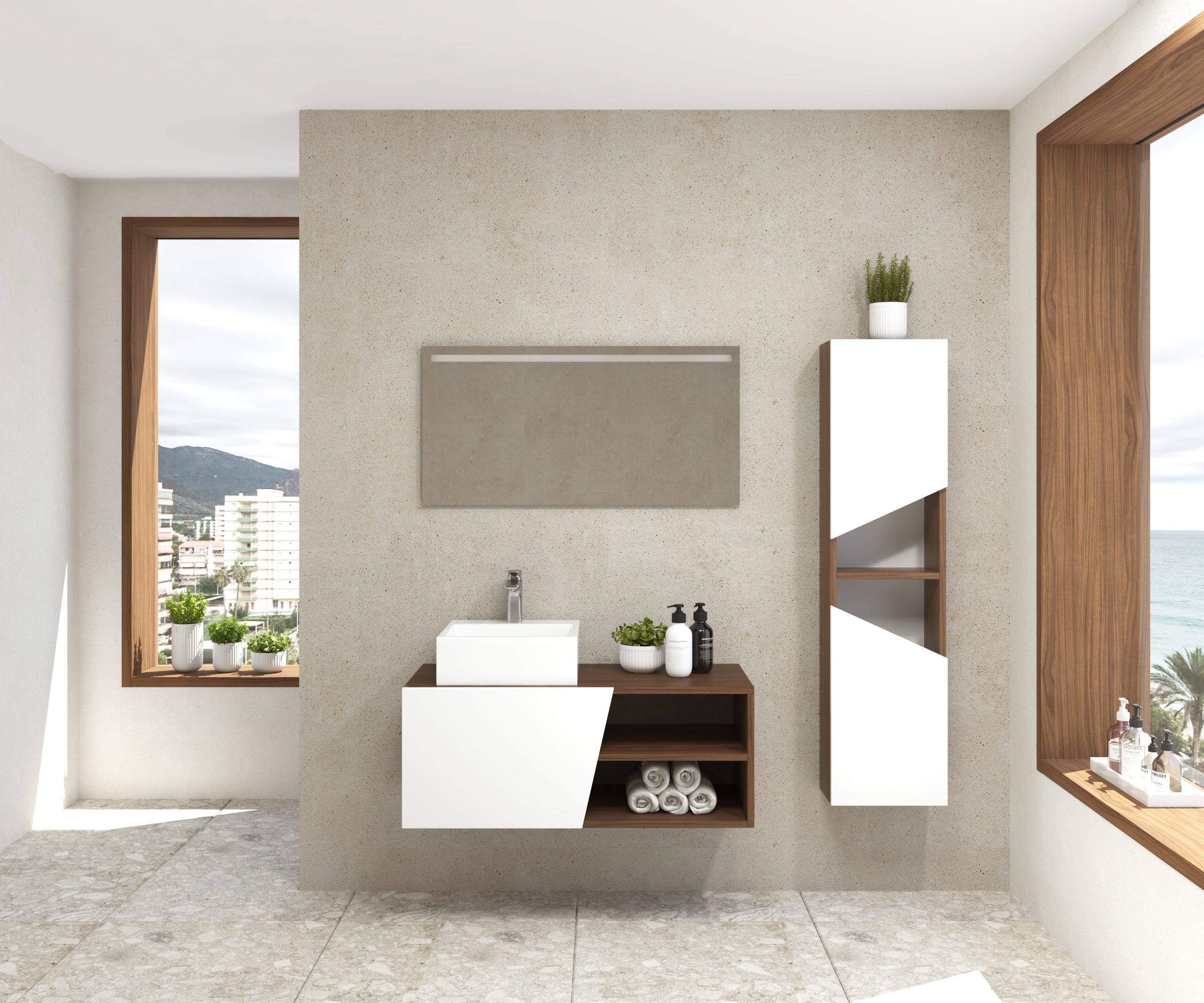 Pack Rennes avec lavabo et miroir LED