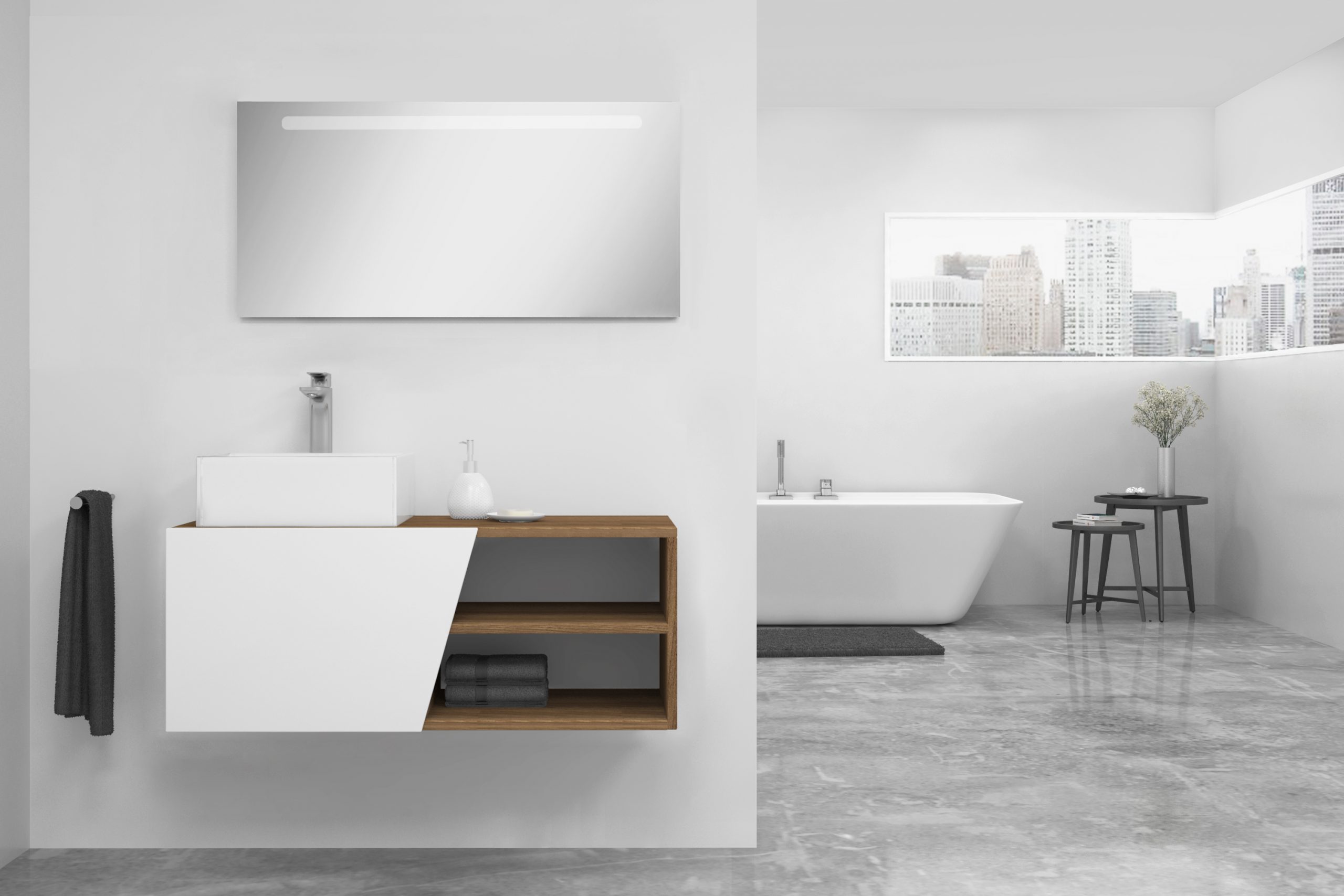 Pack Rennes avec lavabo et miroir LED
