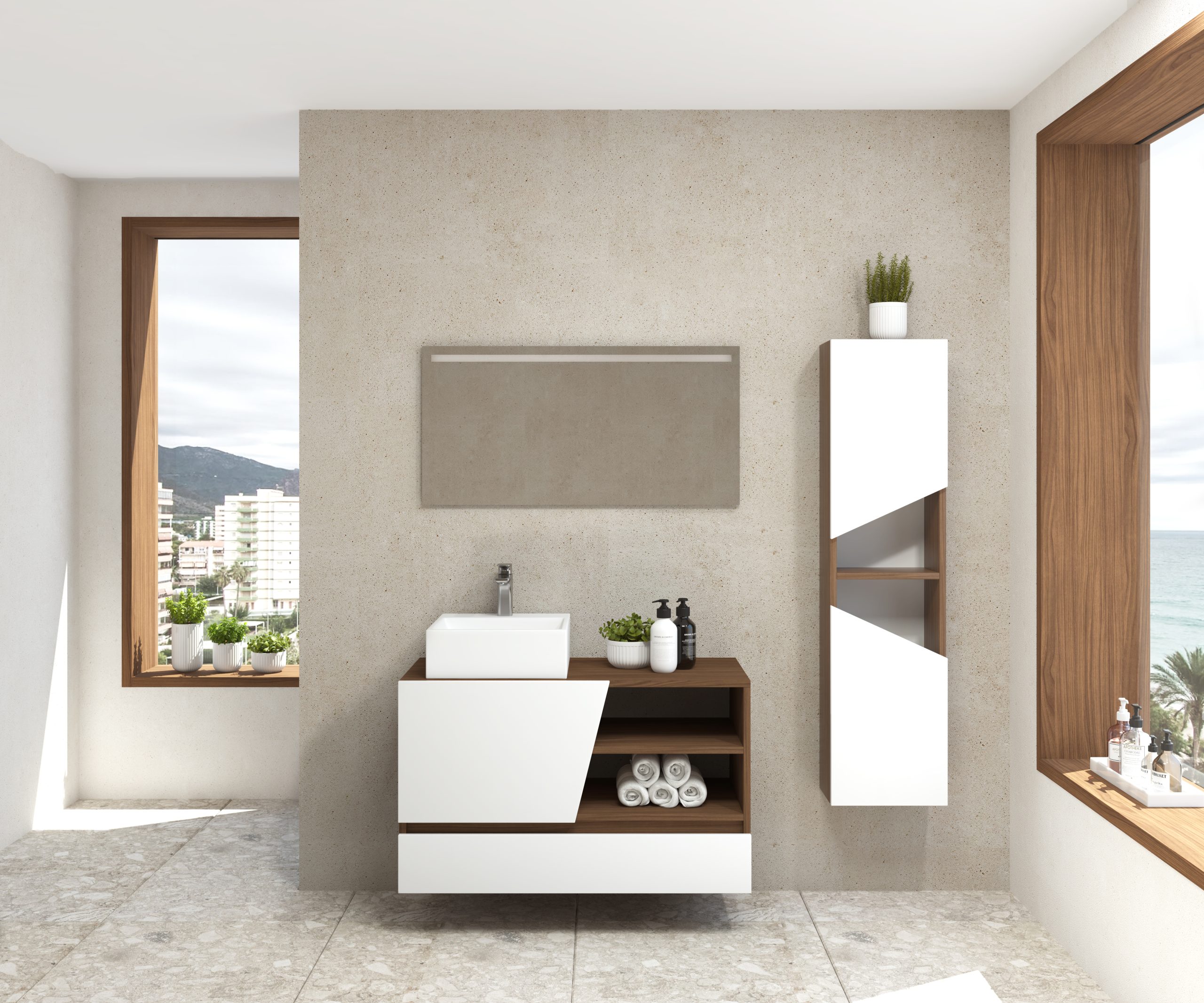 Pack Rennes Plus avec lavabo et miroir LED