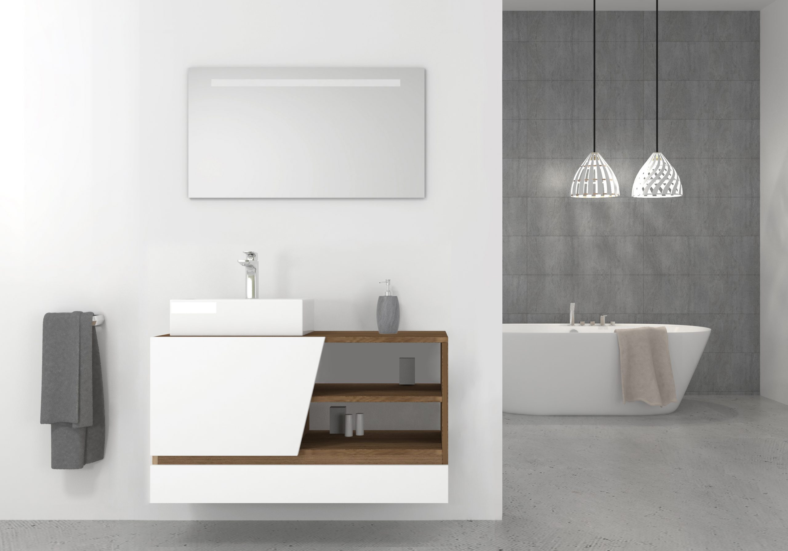 Pack Rennes Plus avec lavabo et miroir LED