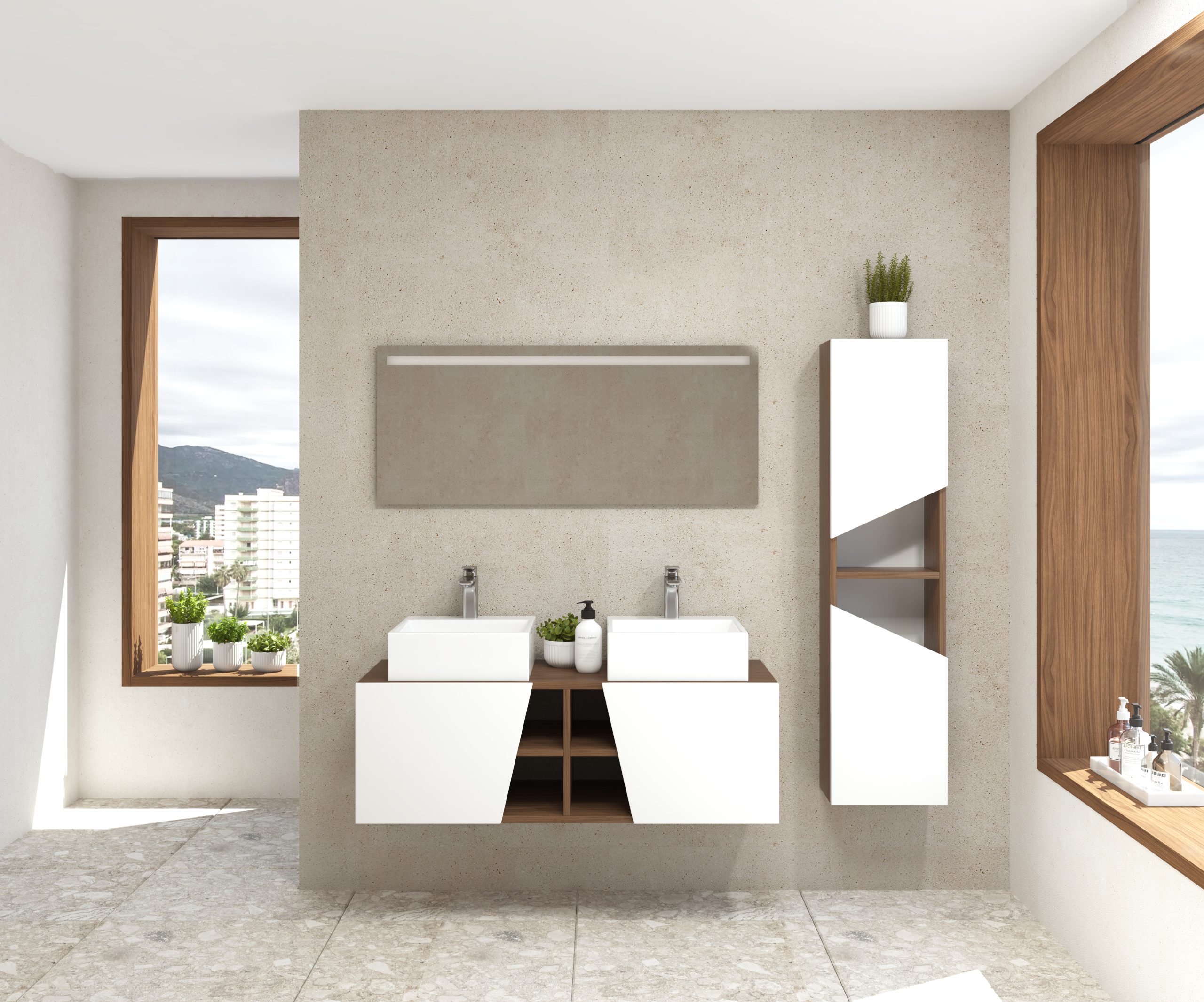 Pack Rennes avec lavabo et miroir LED