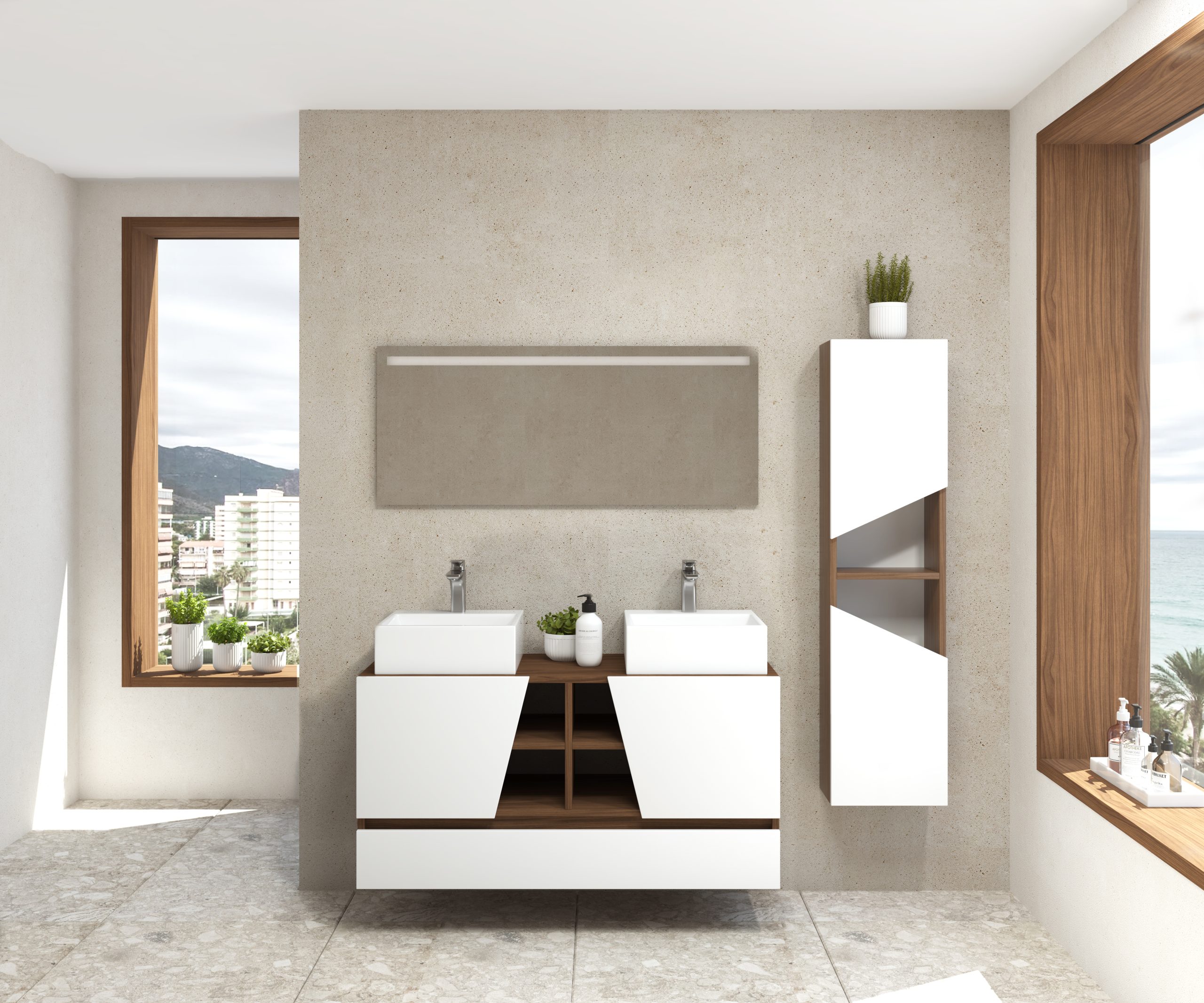 Pack Rennes Plus avec lavabo et miroir LED