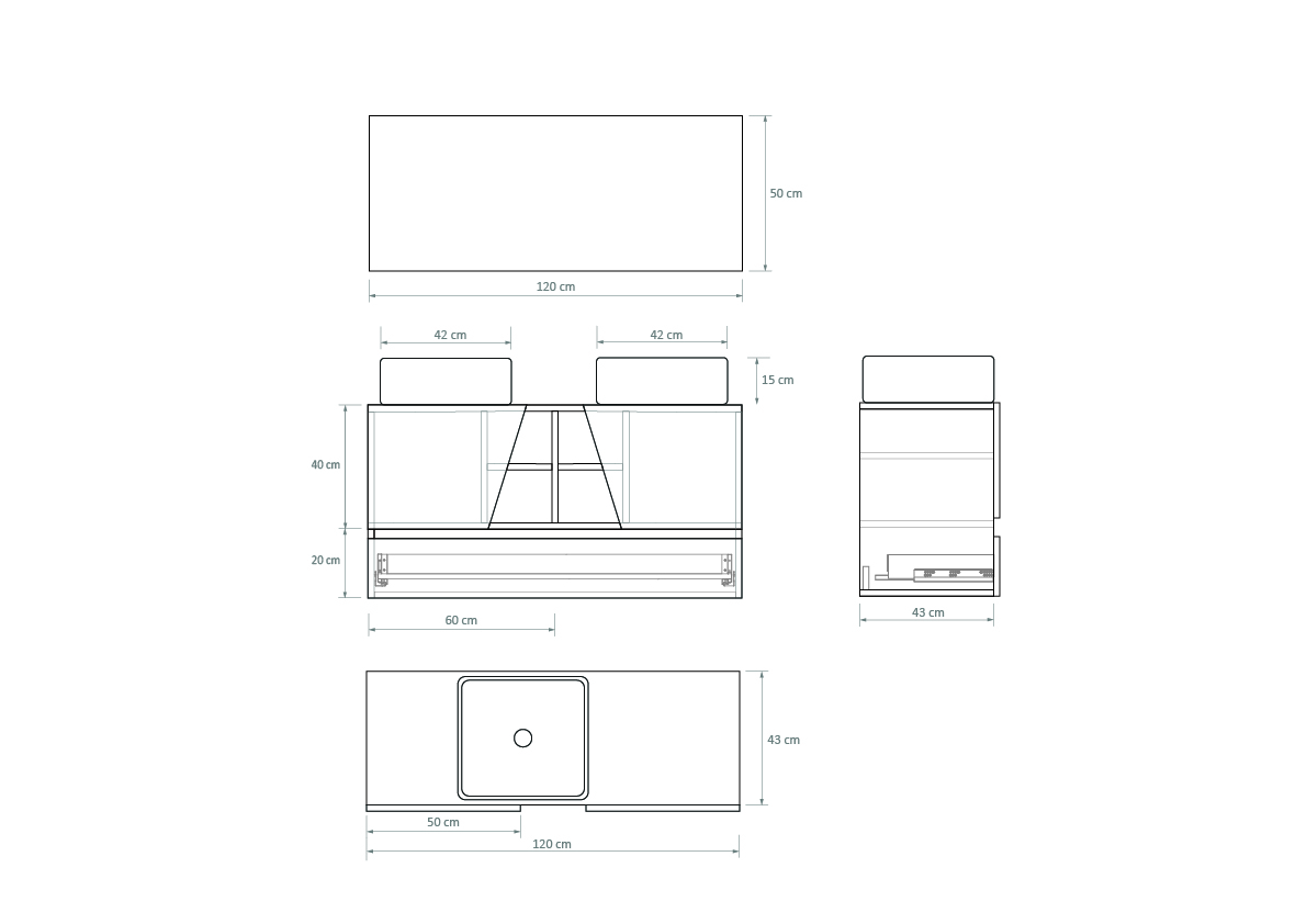 Pack Rennes Plus avec lavabo et miroir LED