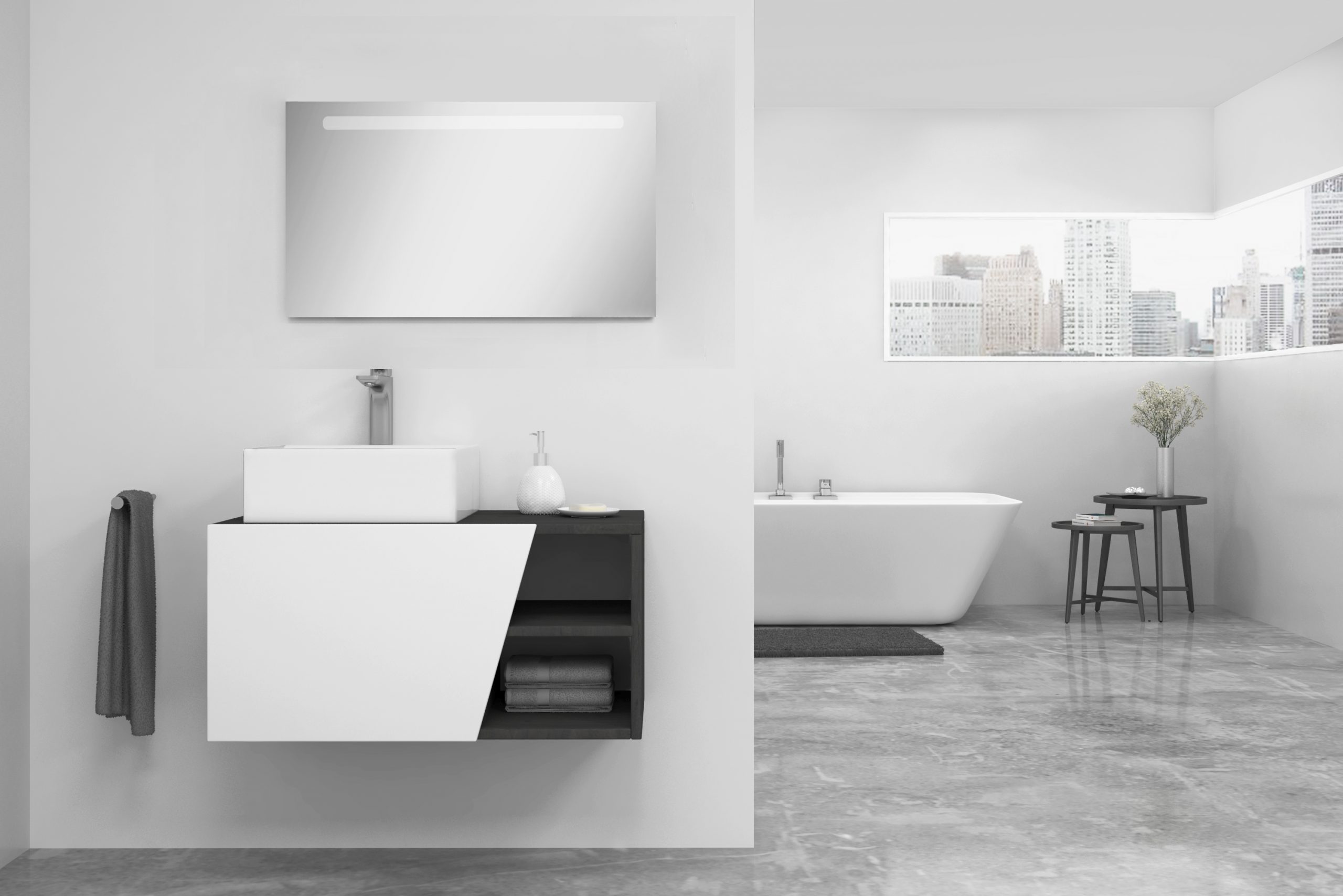 Pack Rennes avec lavabo et miroir LED