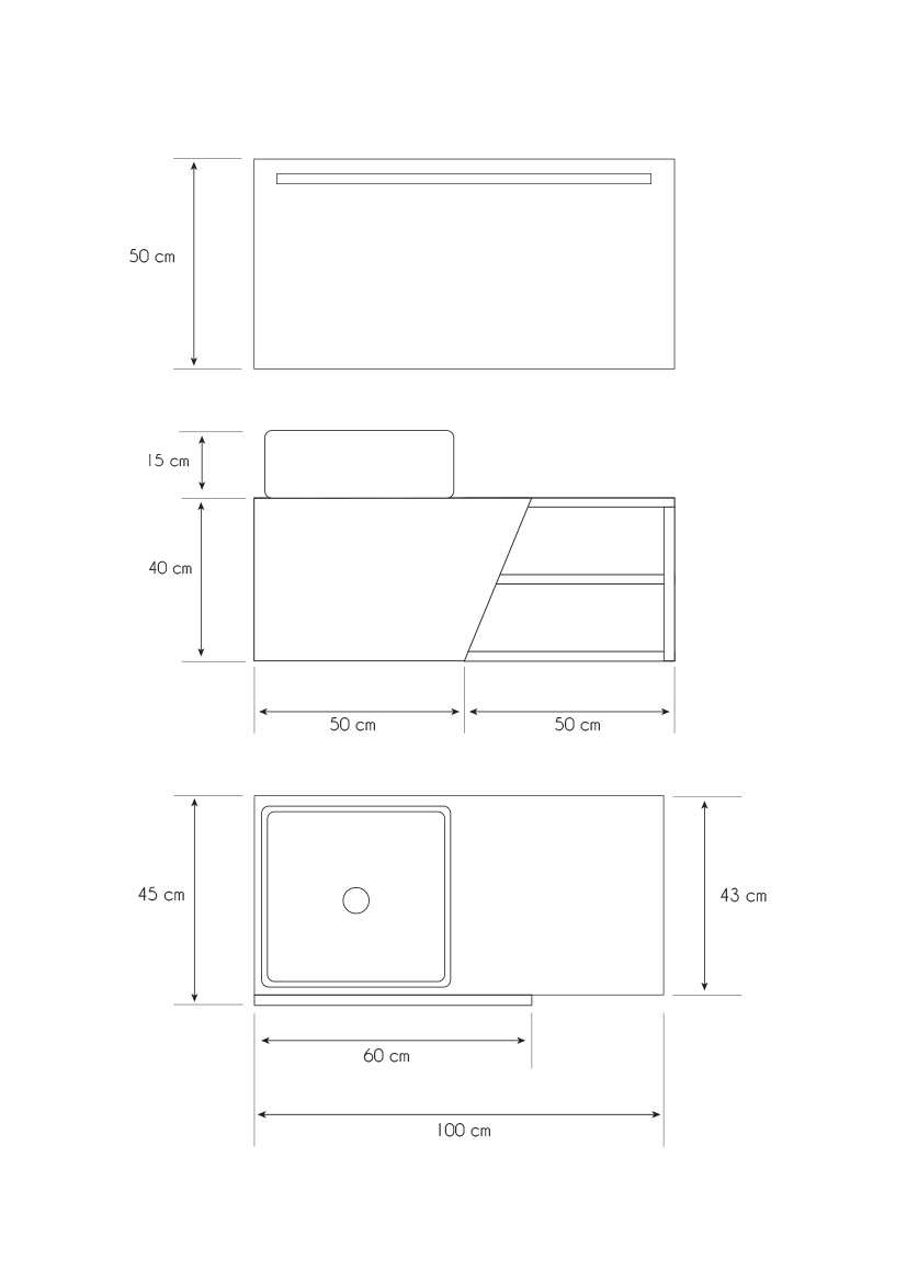 Pack Rennes avec lavabo et miroir LED