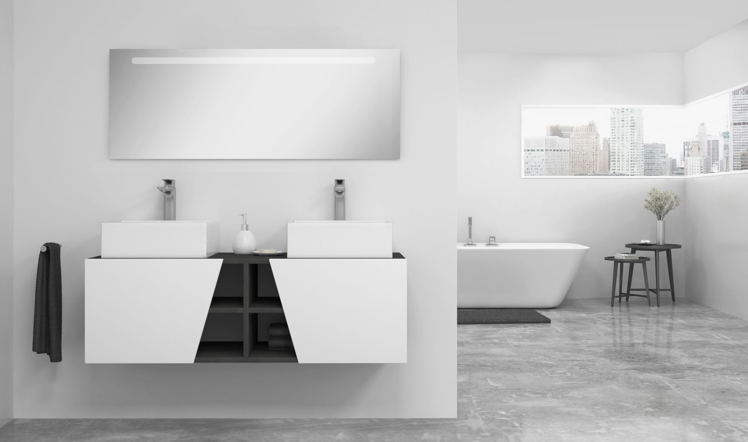 Pack Rennes avec lavabo et miroir LED