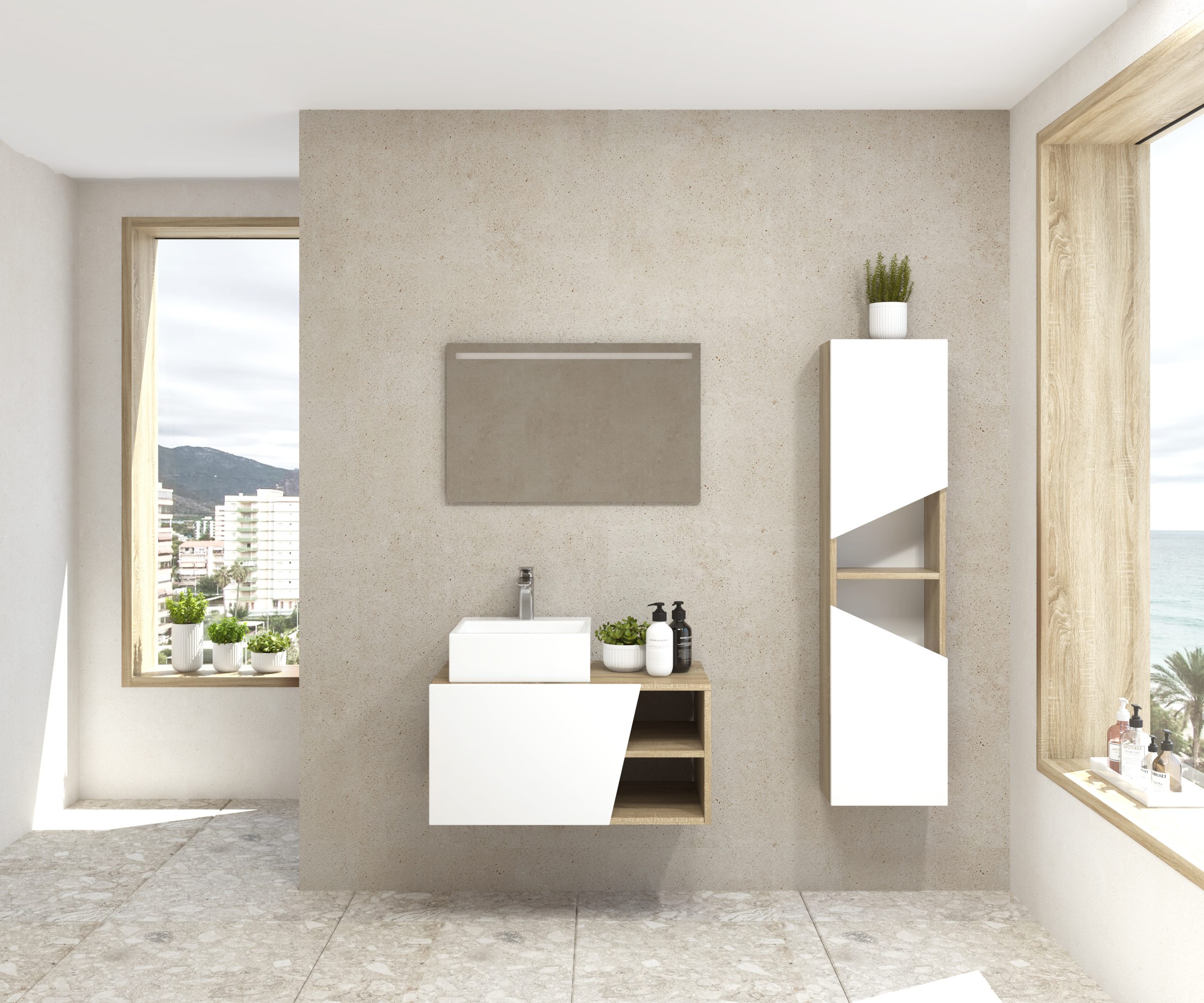 Pack Rennes avec lavabo et miroir LED