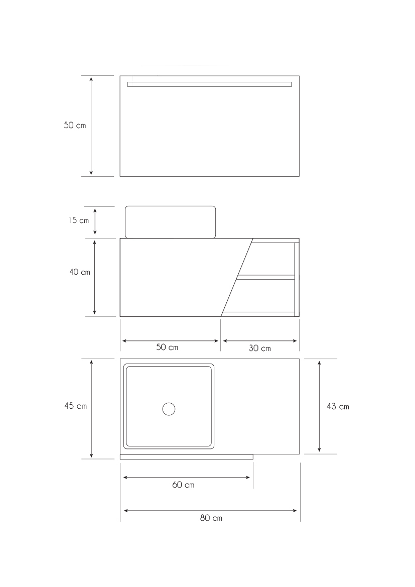 Pack Rennes avec lavabo et miroir LED