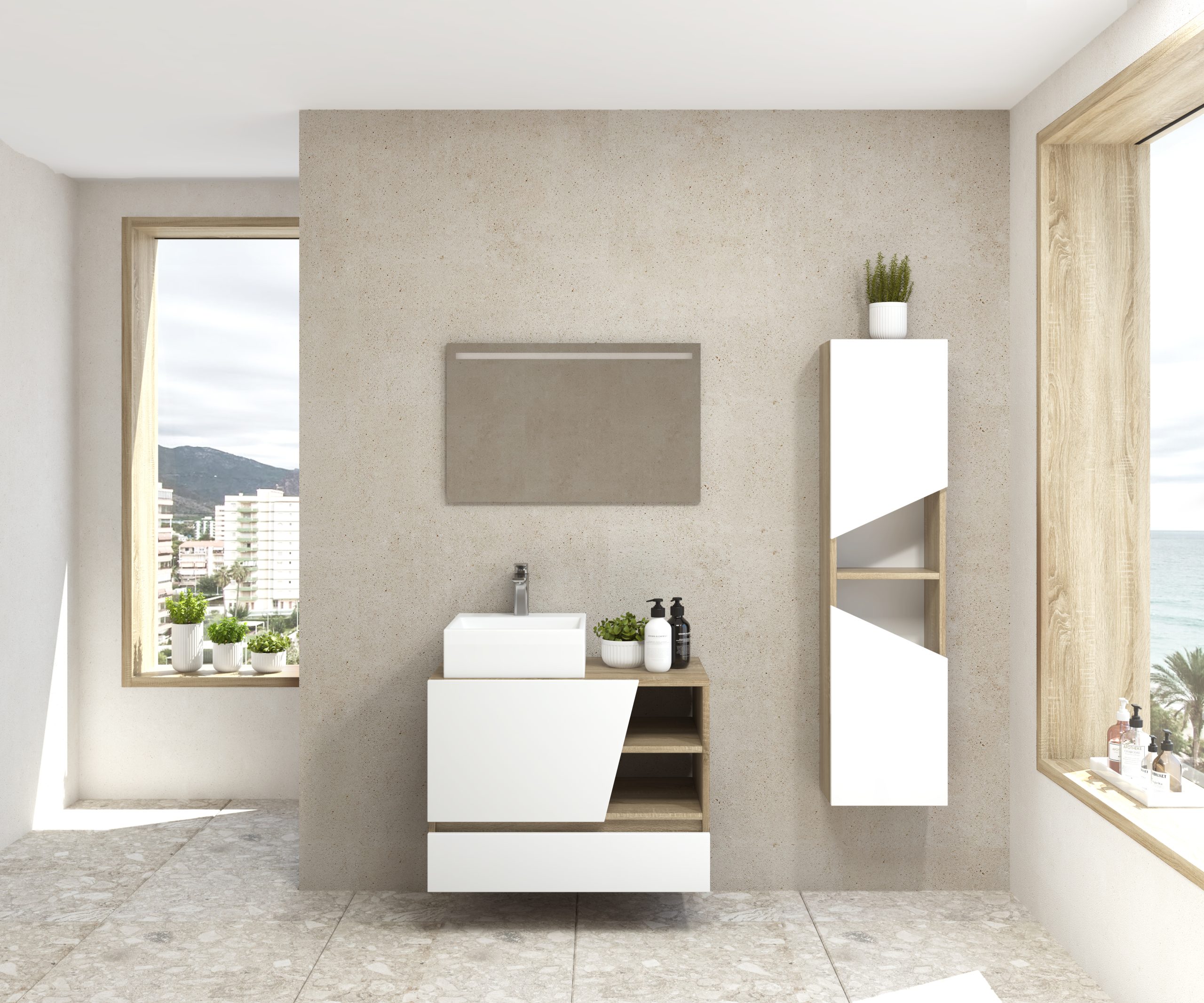 Pack Rennes Plus avec lavabo et miroir LED