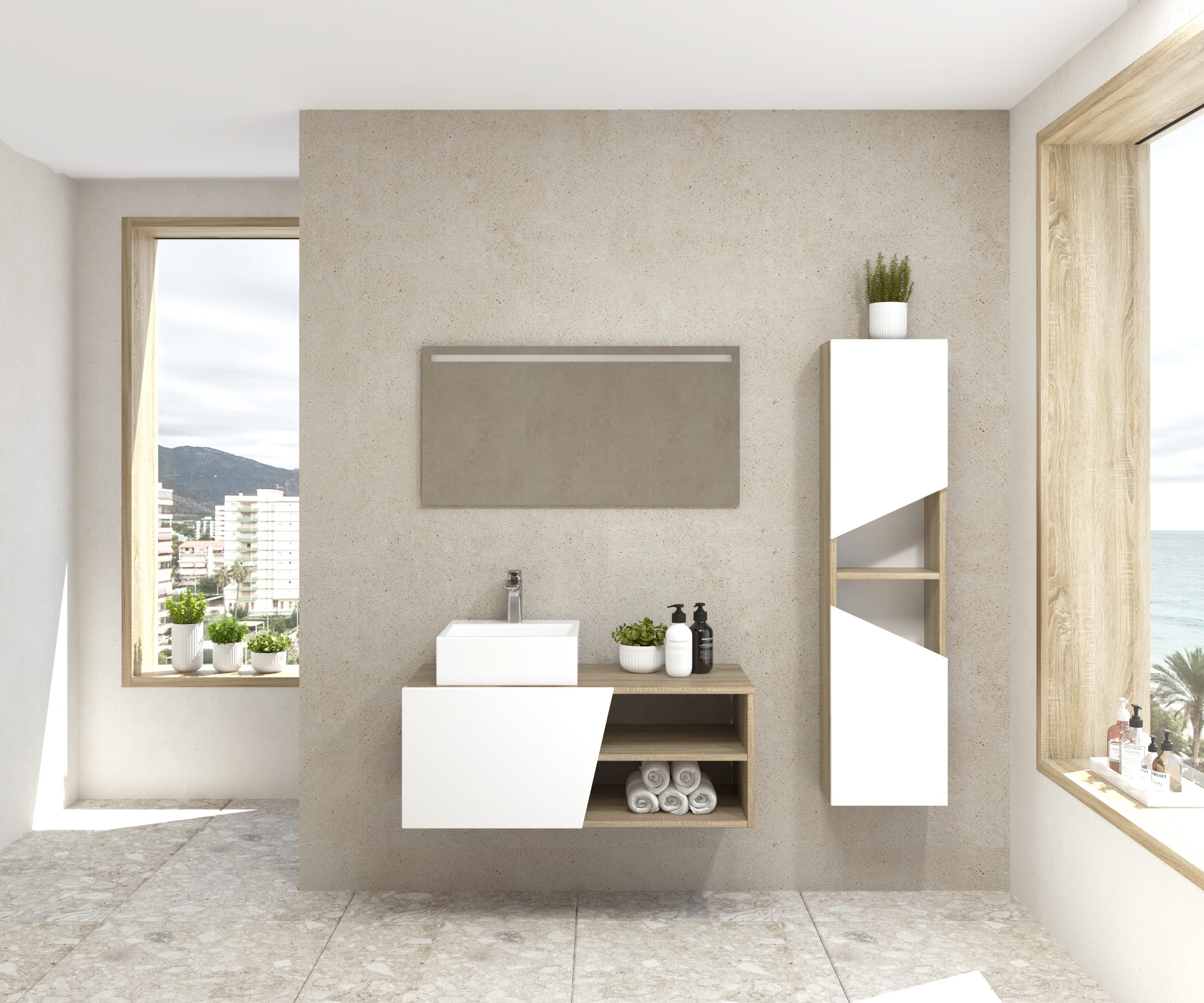 Pack Rennes avec lavabo et miroir LED