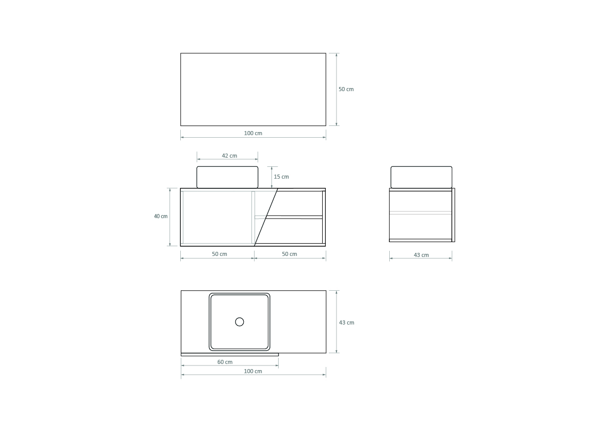 Pack Rennes avec lavabo et miroir LED