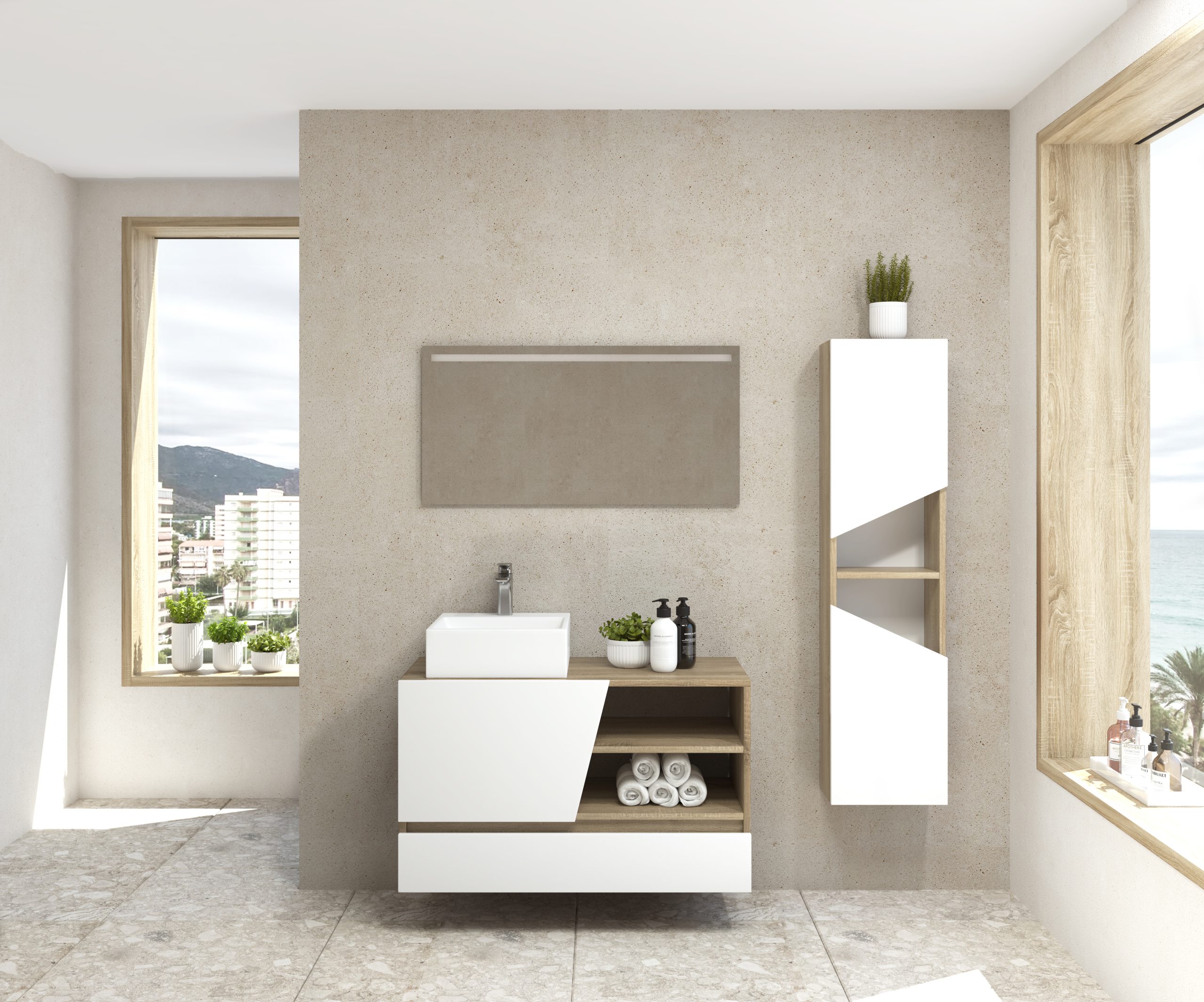 Pack Rennes Plus avec lavabo et miroir LED