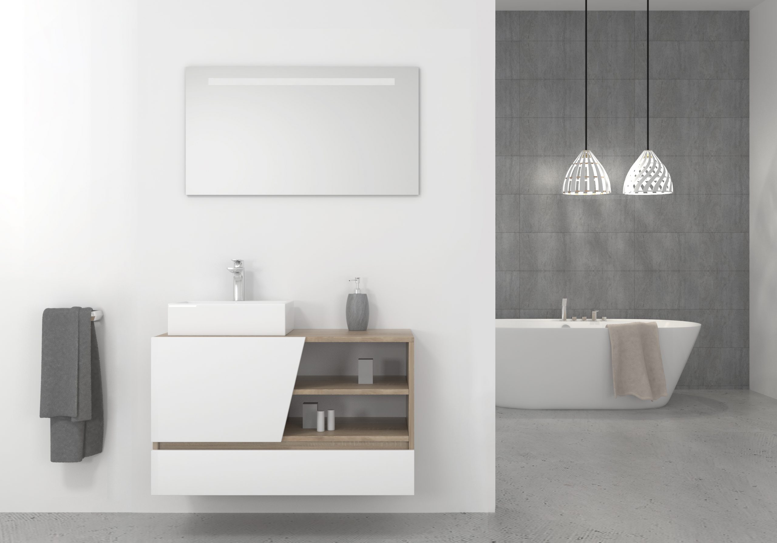 Pack Rennes Plus avec lavabo et miroir LED