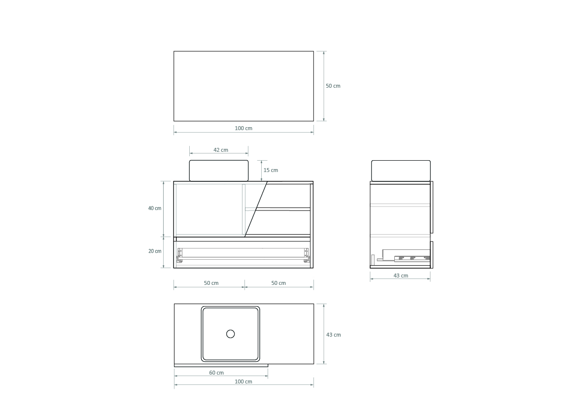 Pack Rennes Plus avec lavabo et miroir LED