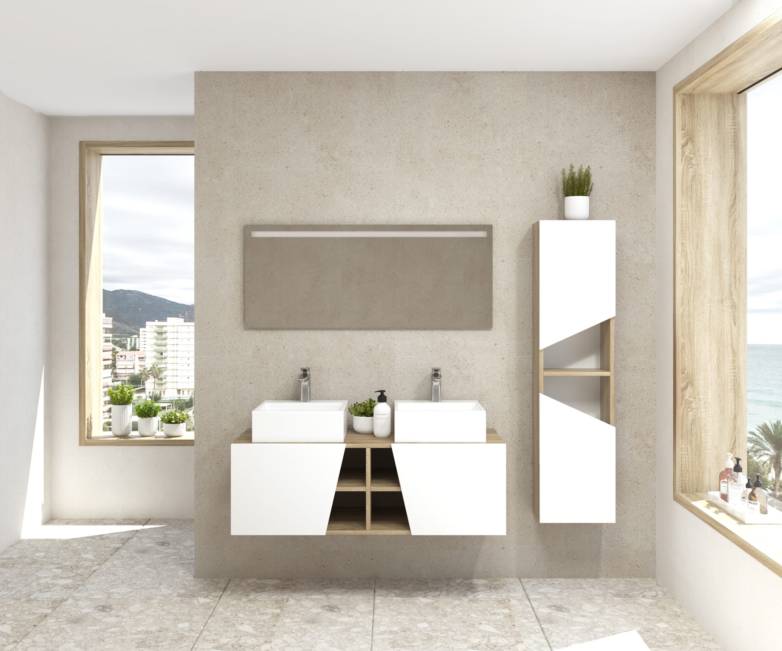Pack Rennes avec lavabo et miroir LED