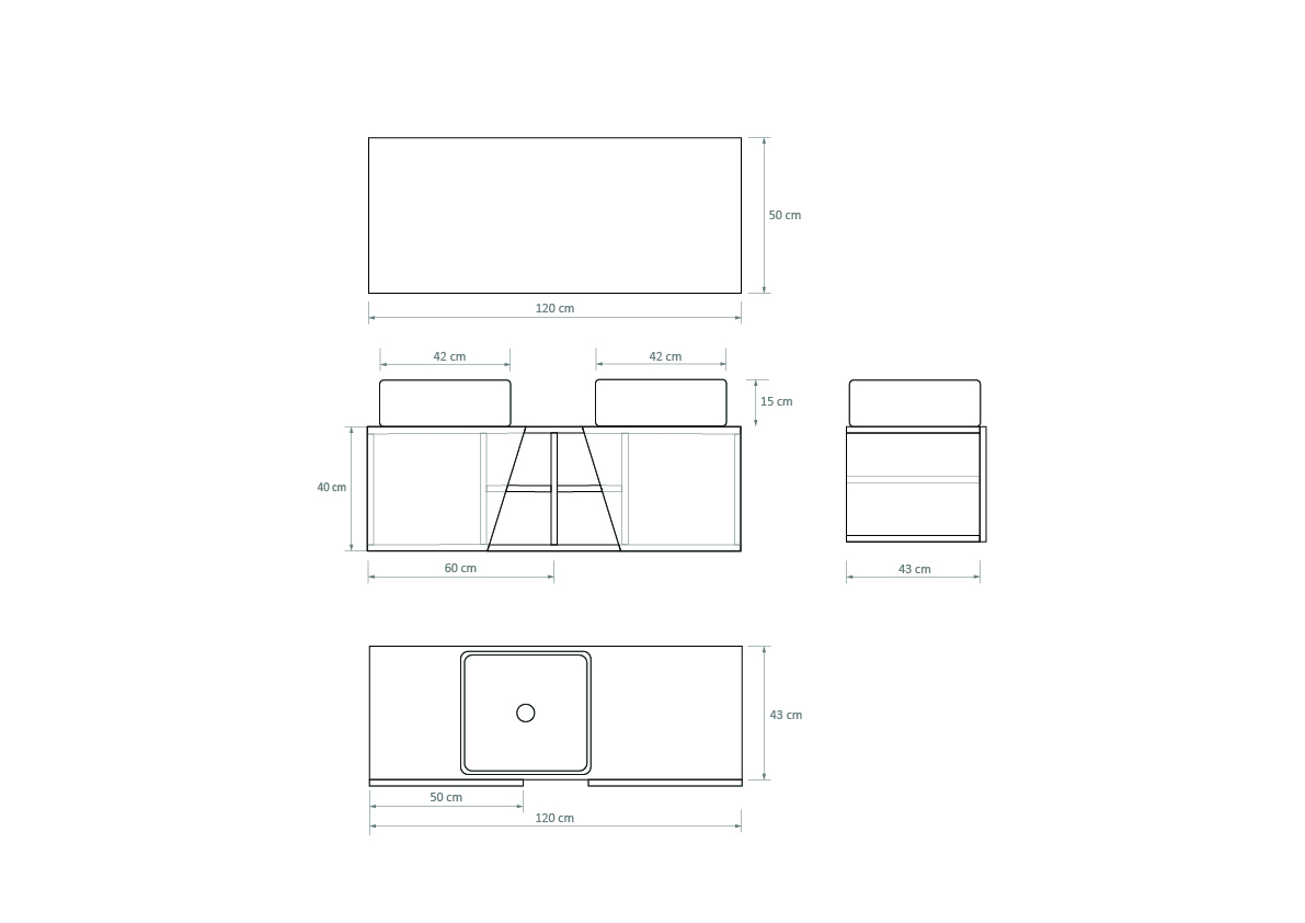 Pack Rennes avec lavabo et miroir LED
