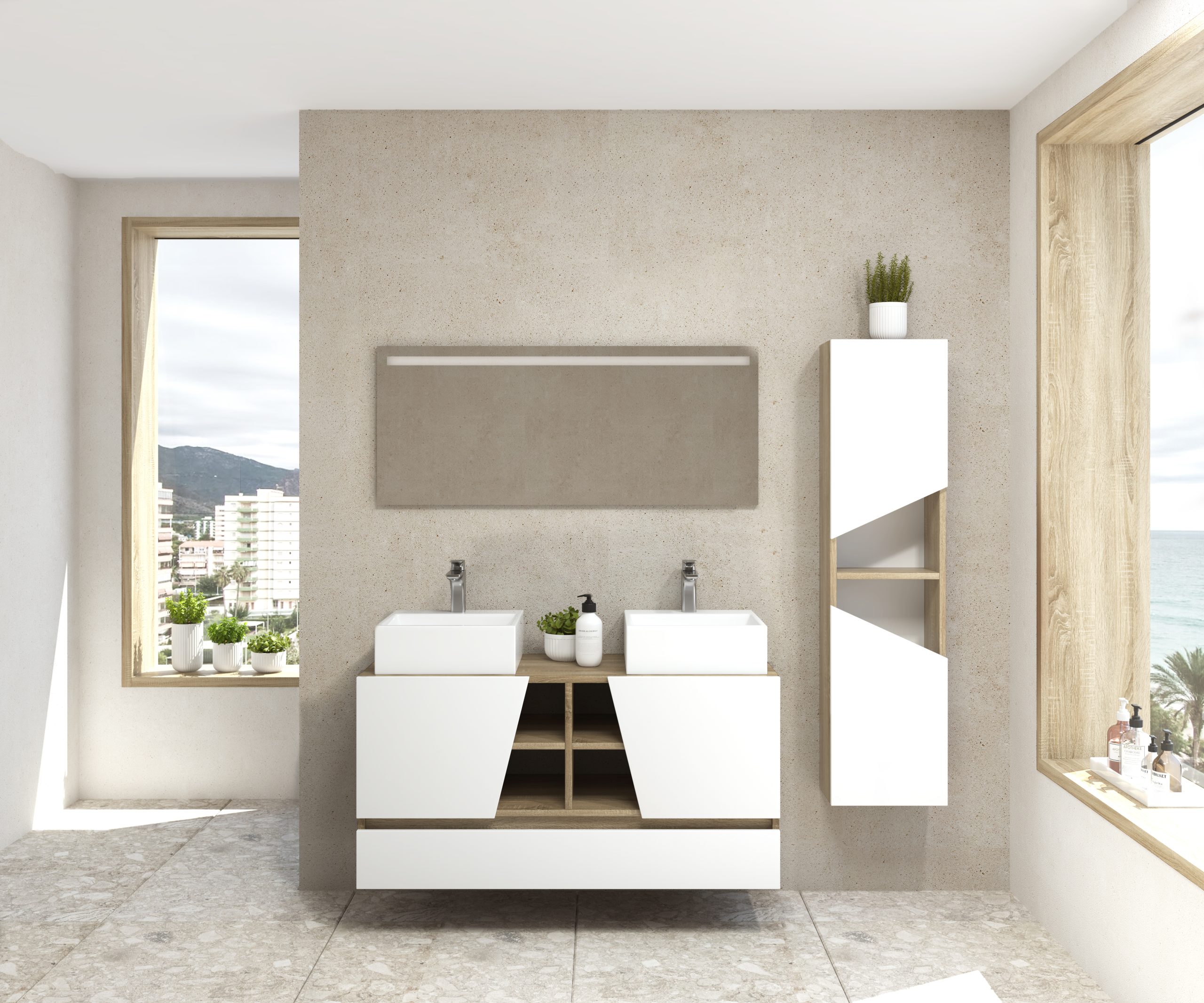 Pack Rennes Plus avec lavabo et miroir LED