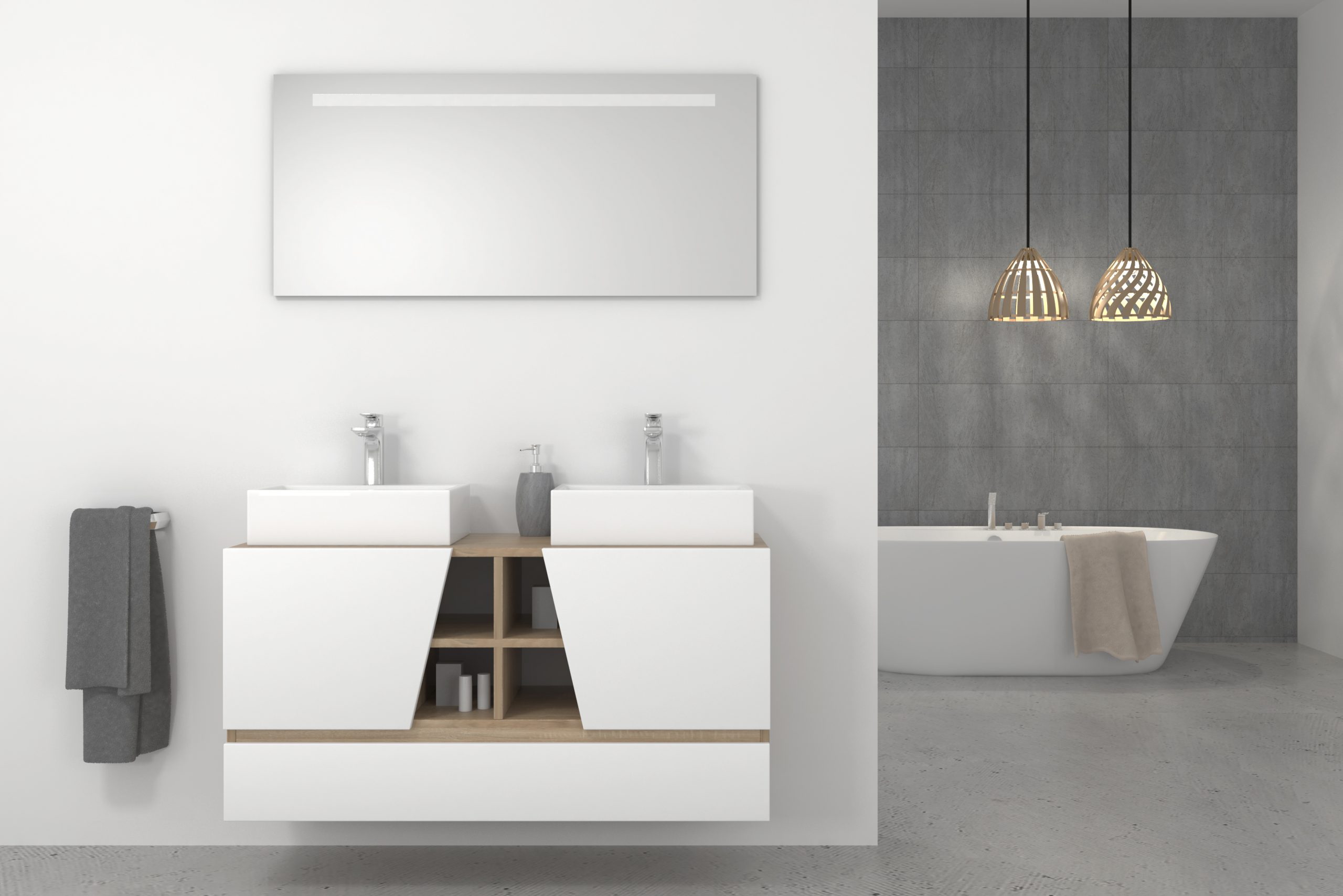Pack Rennes Plus avec lavabo et miroir LED