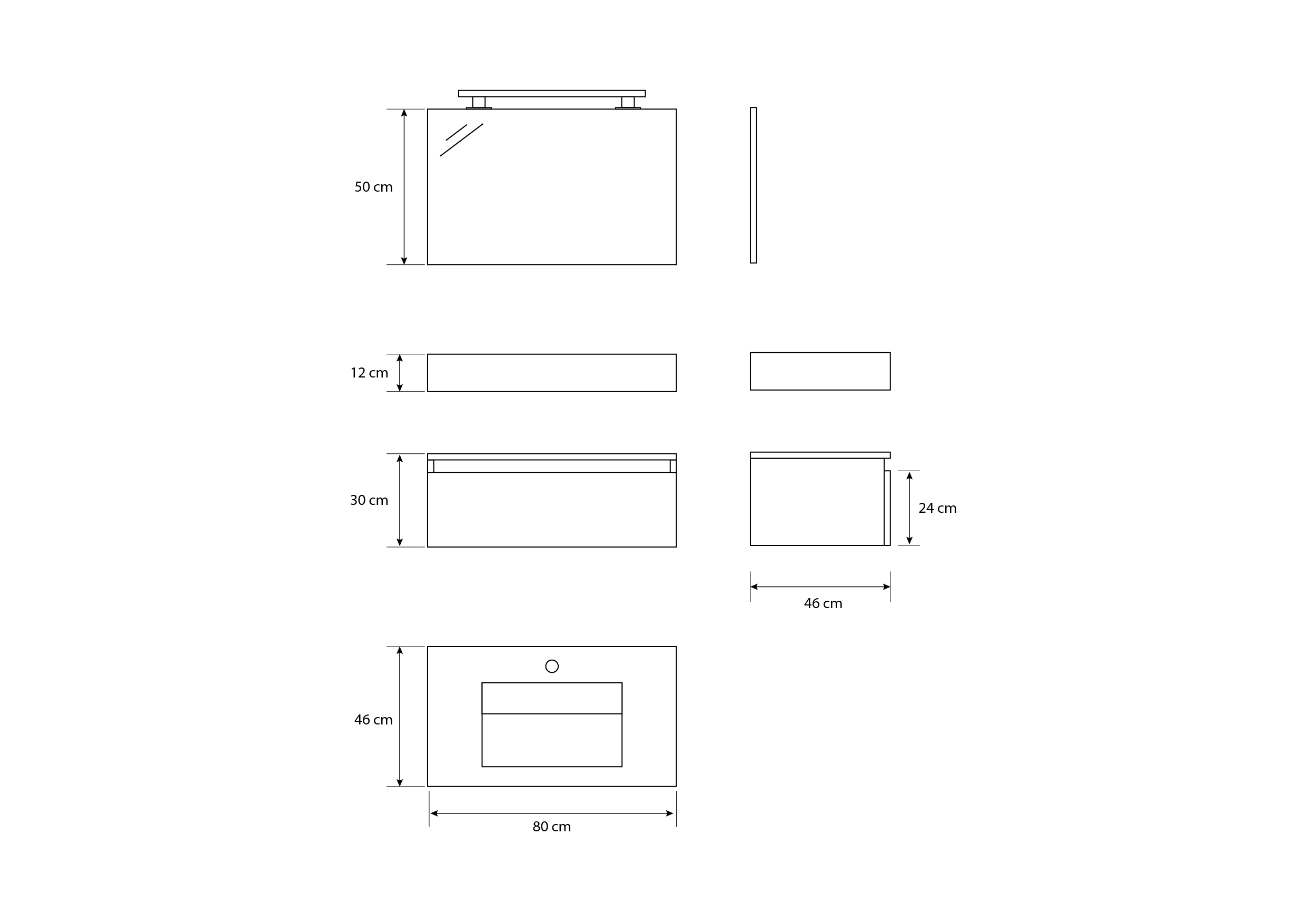 Pack Venus avec vasque compacte en marbre, miroir et projecteur LED