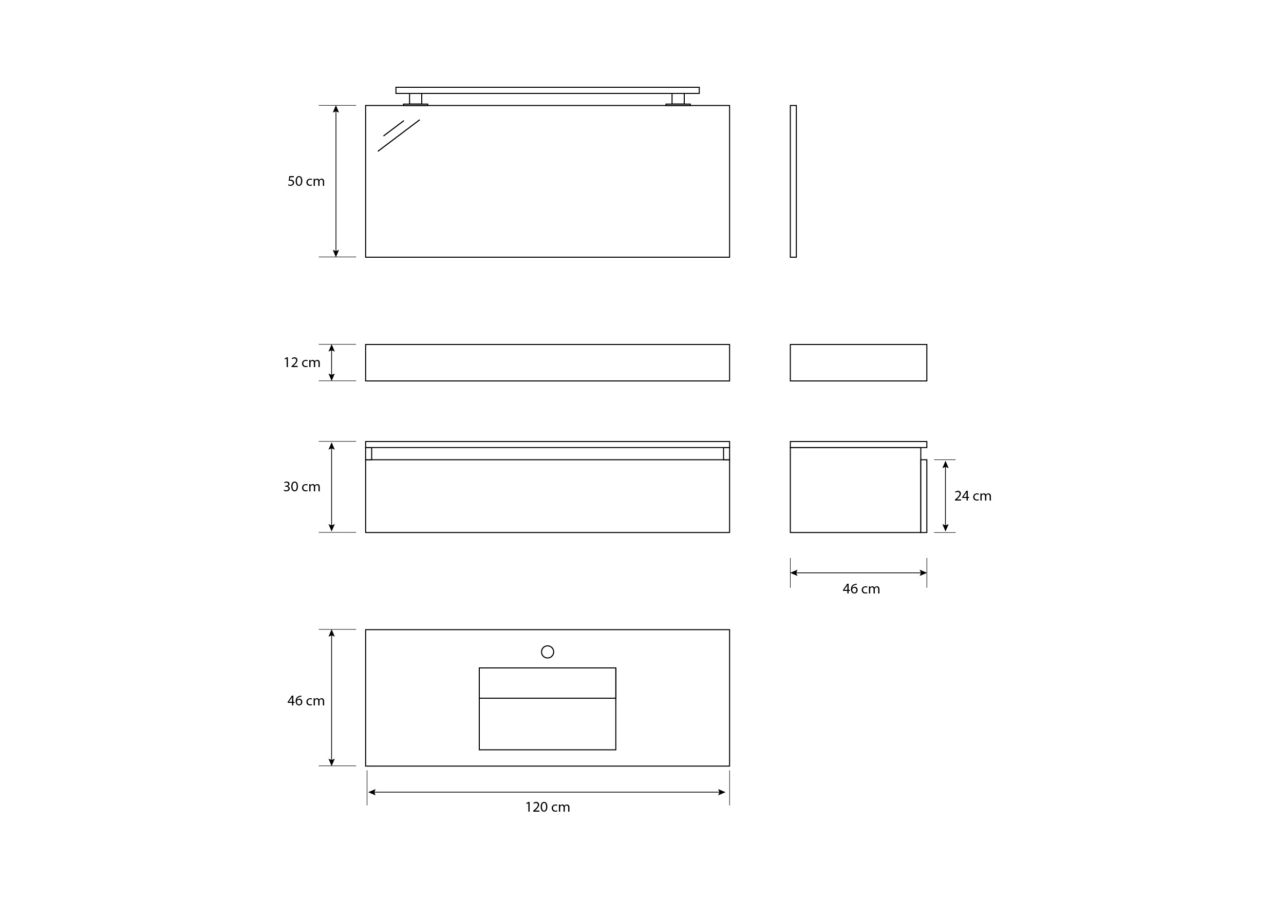 Pack Venus avec vasque compacte en marbre, miroir et projecteur LED