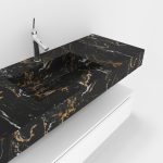 Pack Venus avec vasque compacte en marbre, miroir et projecteur LED