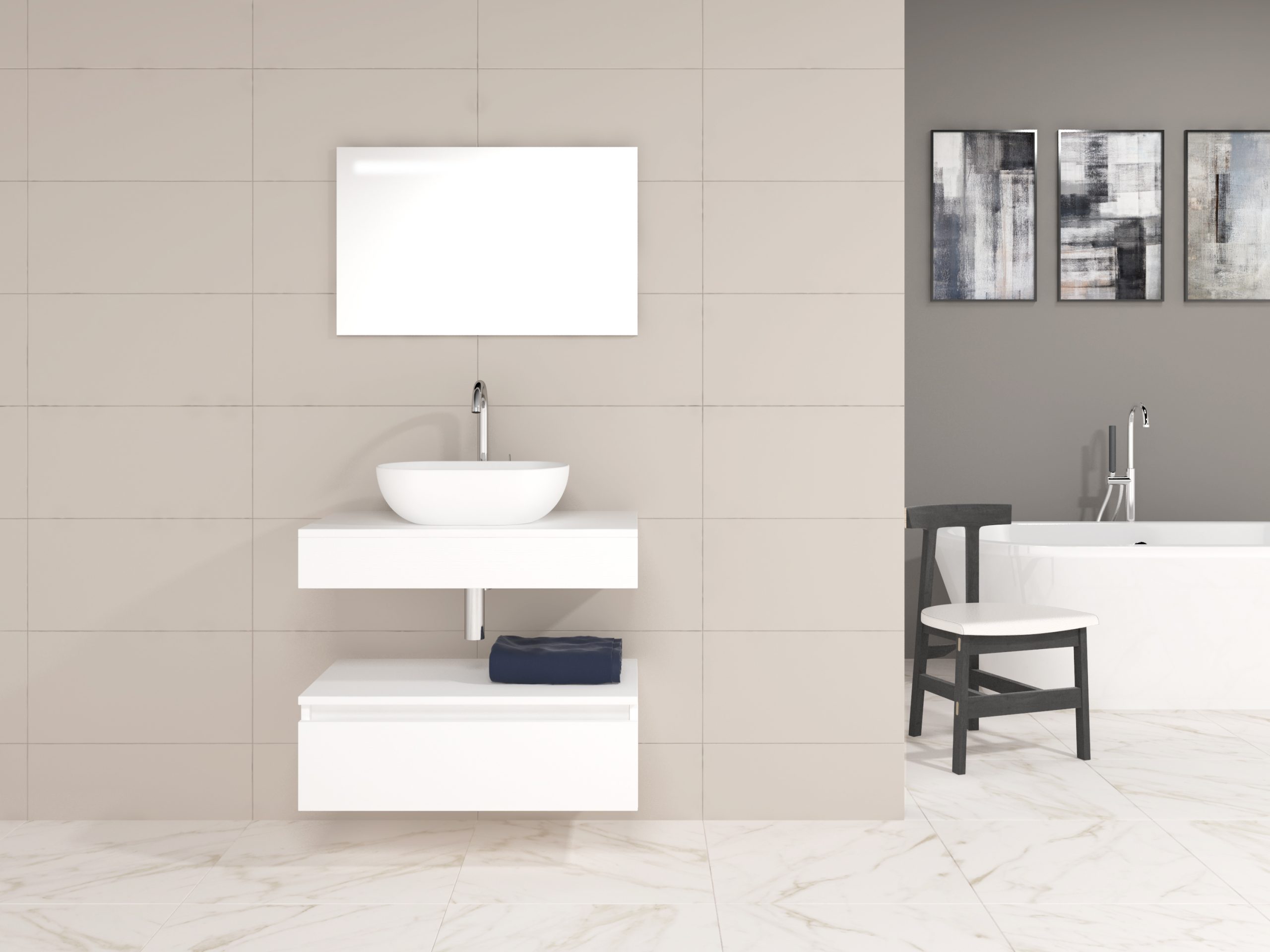 Pack Córcega con lavabo sobreencimera y espejo LED