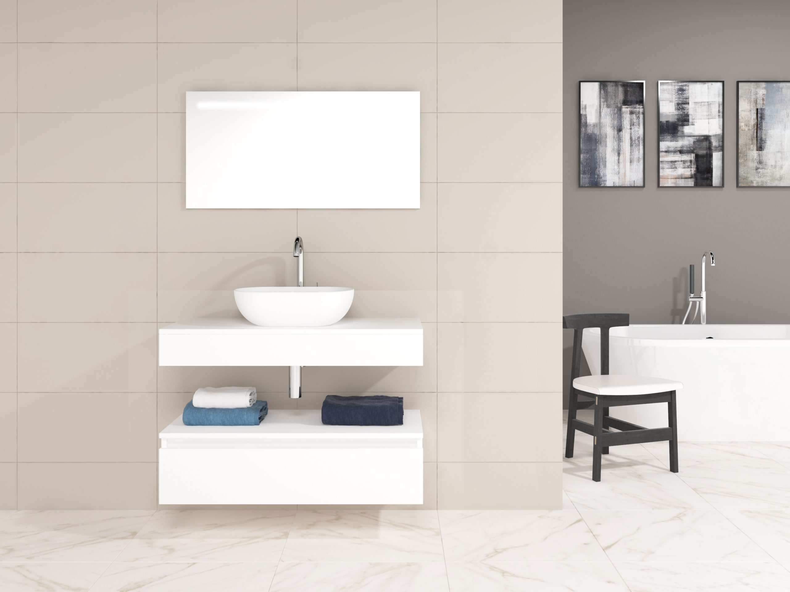 Pack Córcega con lavabo sobreencimera y espejo LED