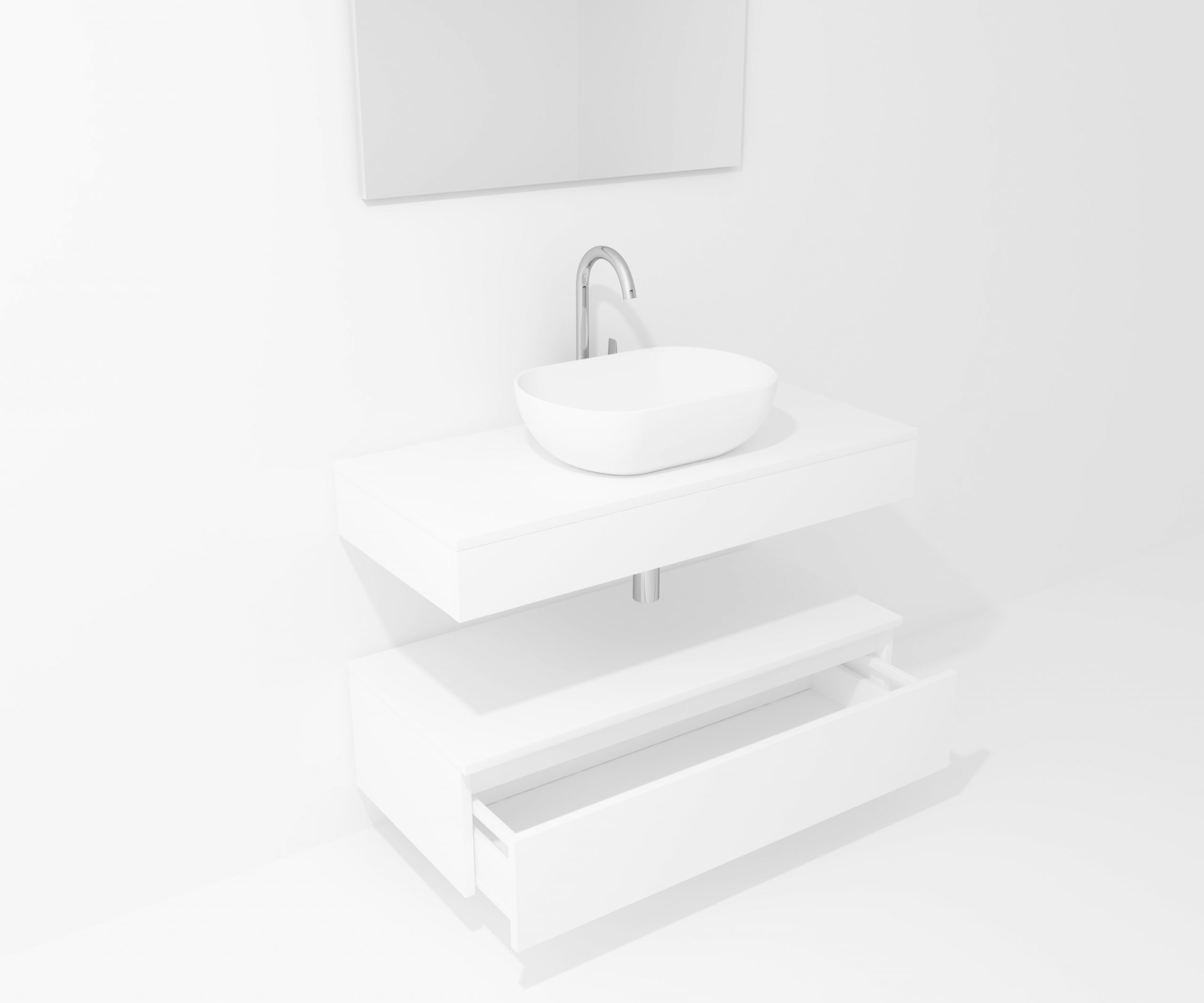 Pack Córcega con lavabo sobreencimera y espejo LED