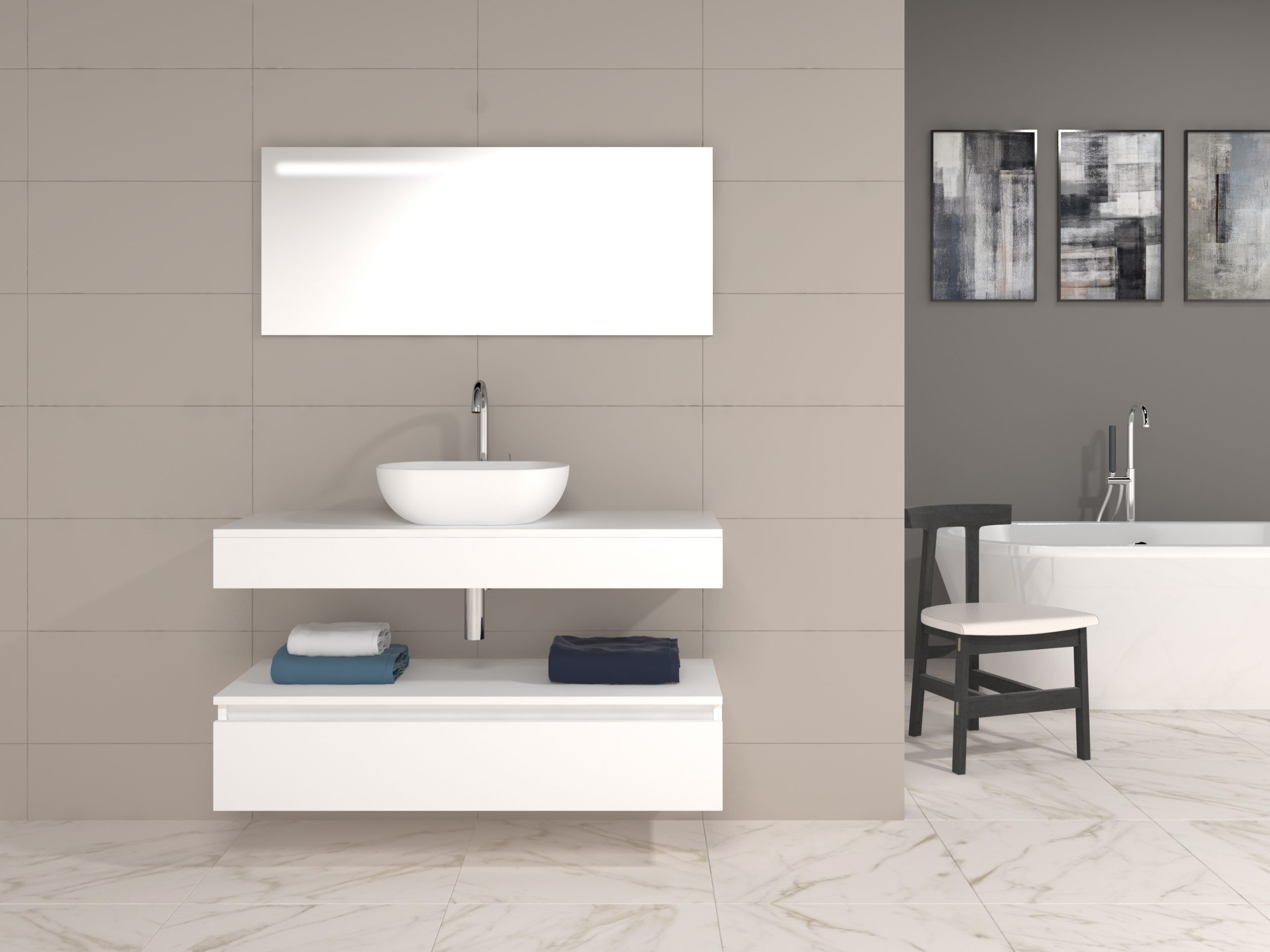 Pack Córcega con lavabo sobreencimera y espejo LED