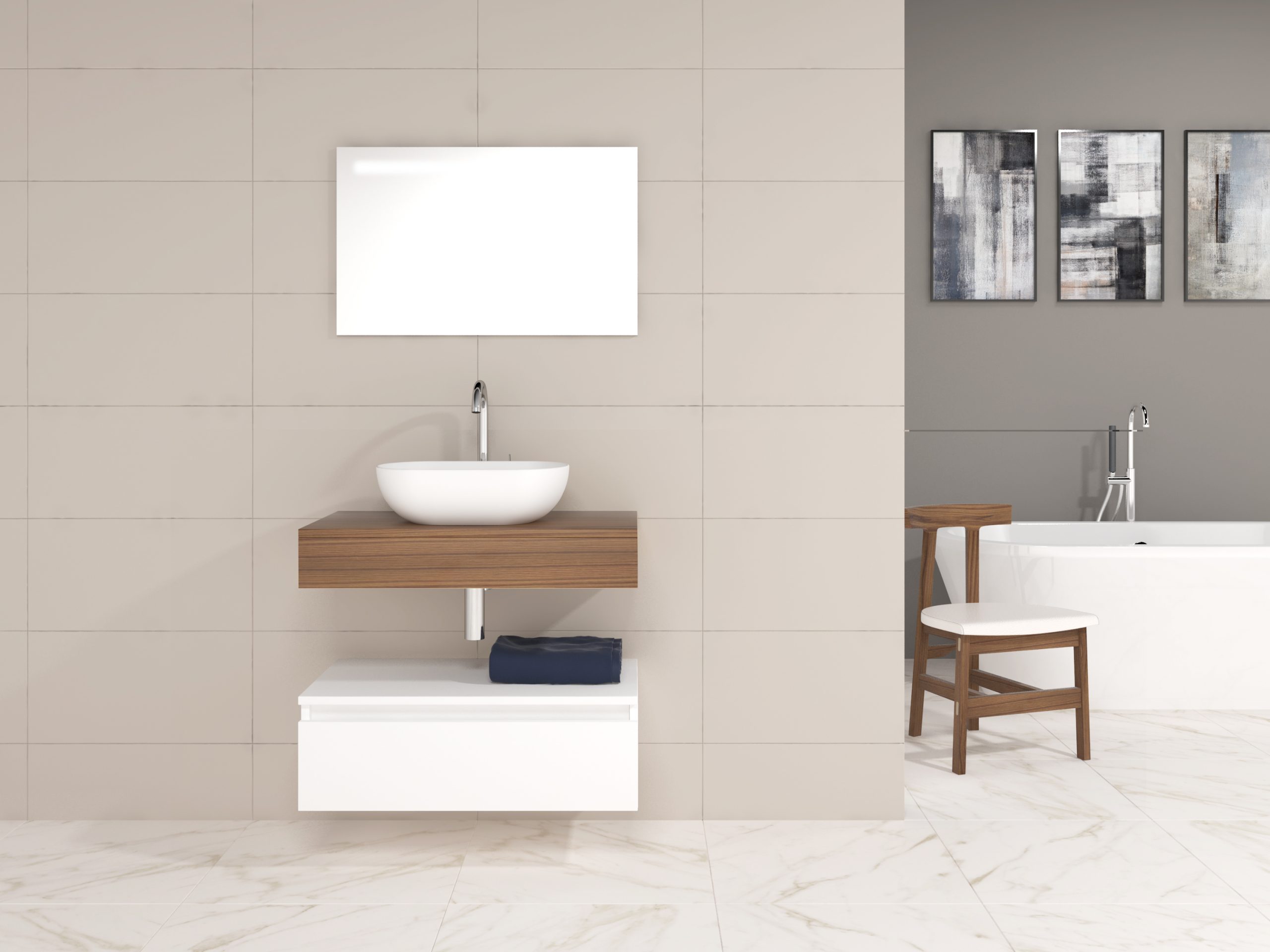 Pack Córcega con lavabo sobreencimera y espejo LED