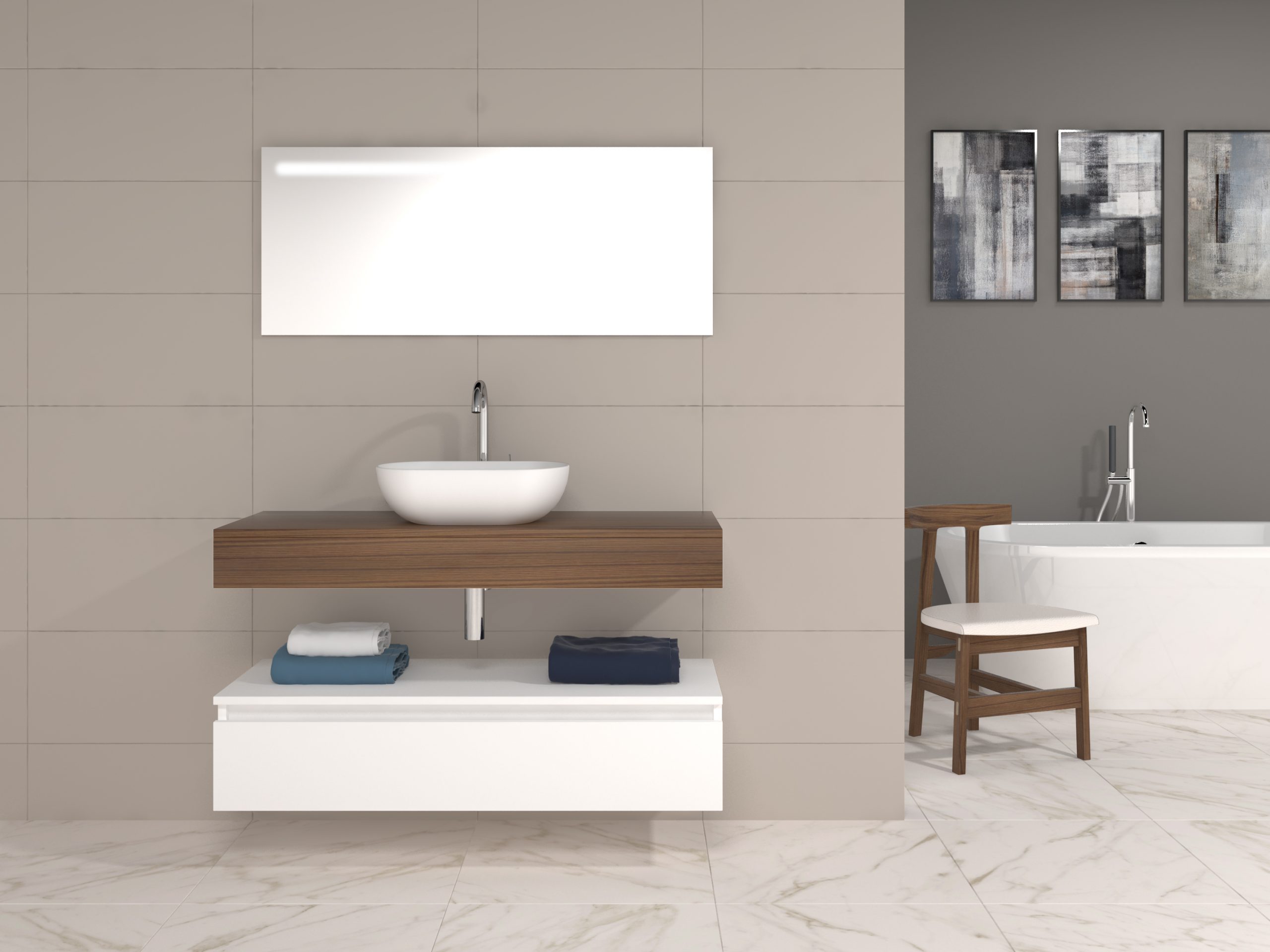 Pack Córcega con lavabo sobreencimera y espejo LED