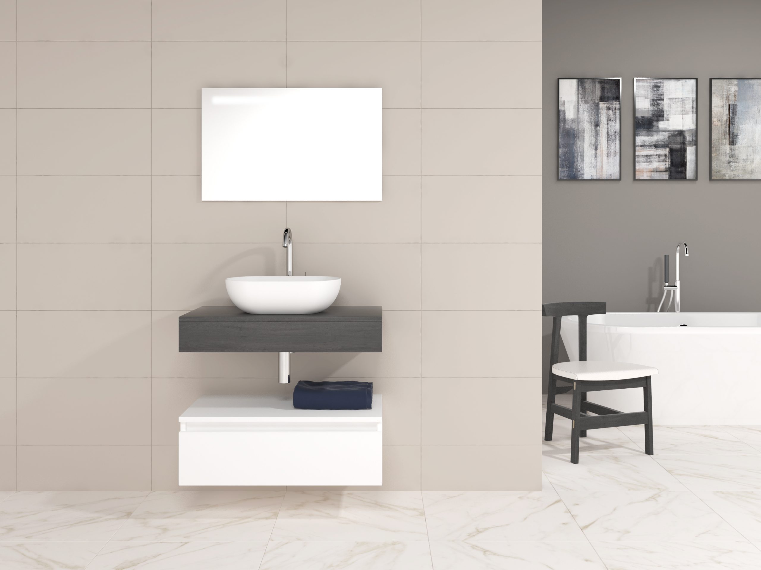 Pack Córcega con lavabo sobreencimera y espejo LED