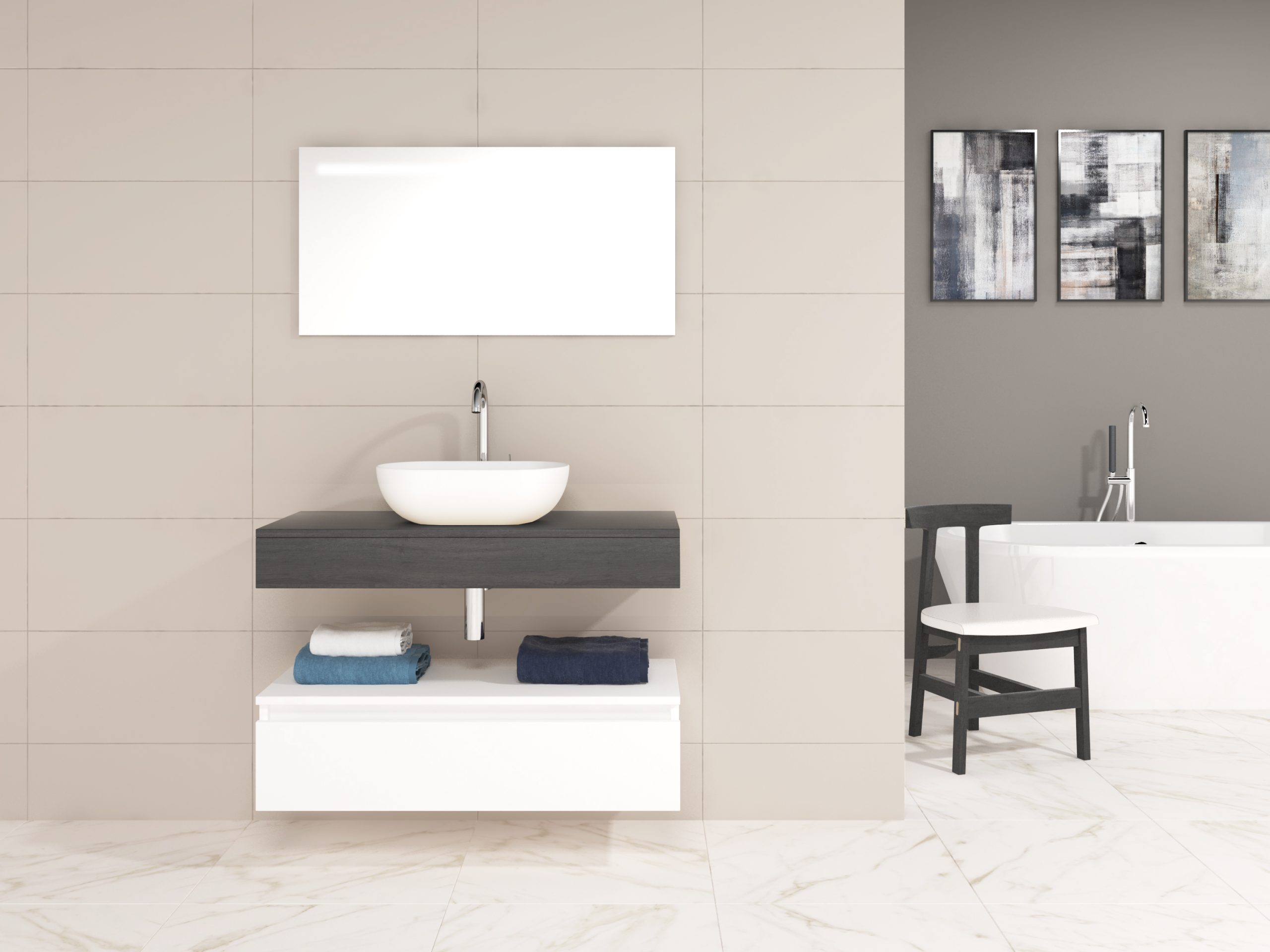 Pack Córcega con lavabo sobreencimera y espejo LED