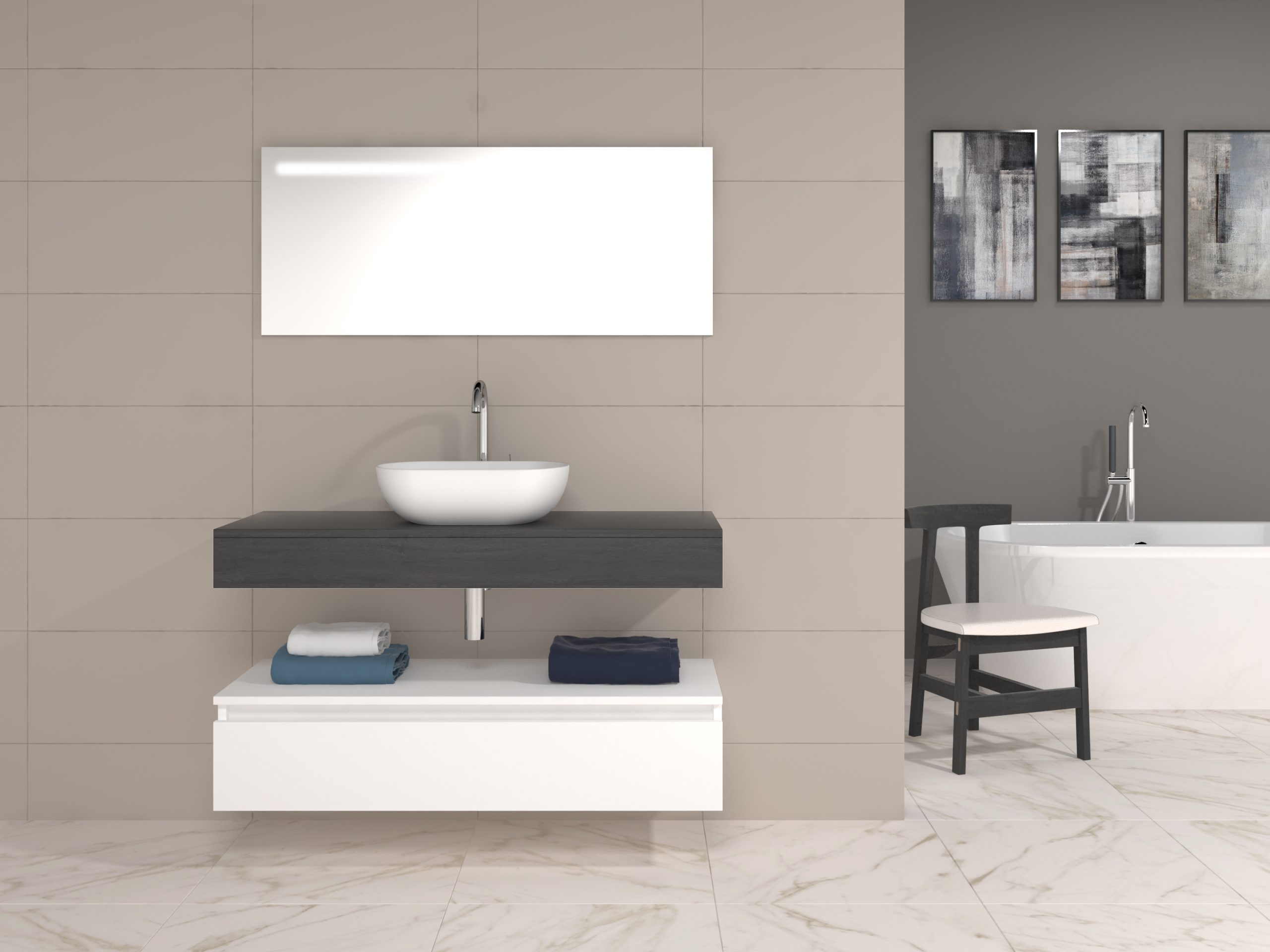 Pack Córcega con lavabo sobreencimera y espejo LED