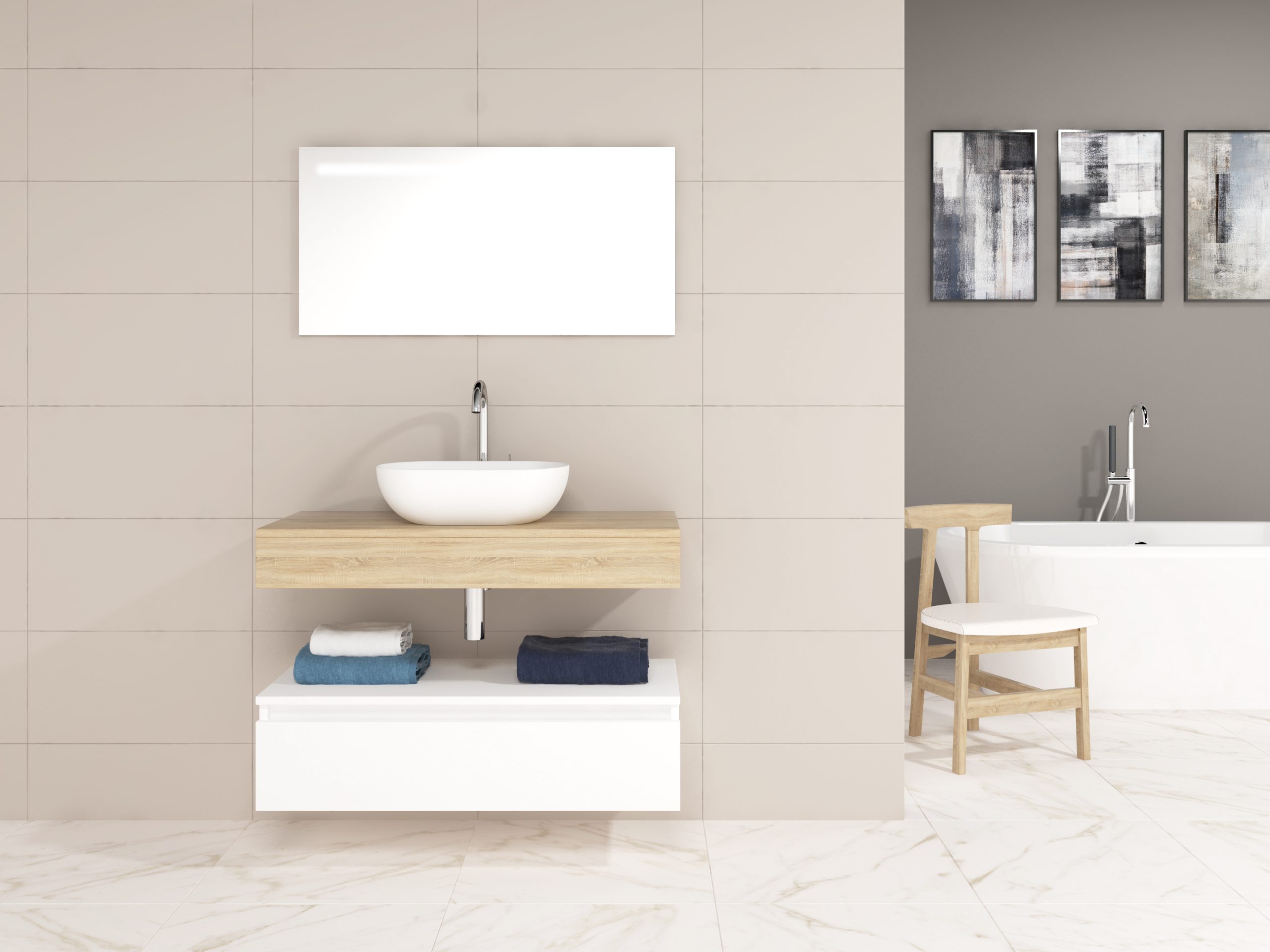 Pack Córcega con lavabo sobreencimera y espejo LED