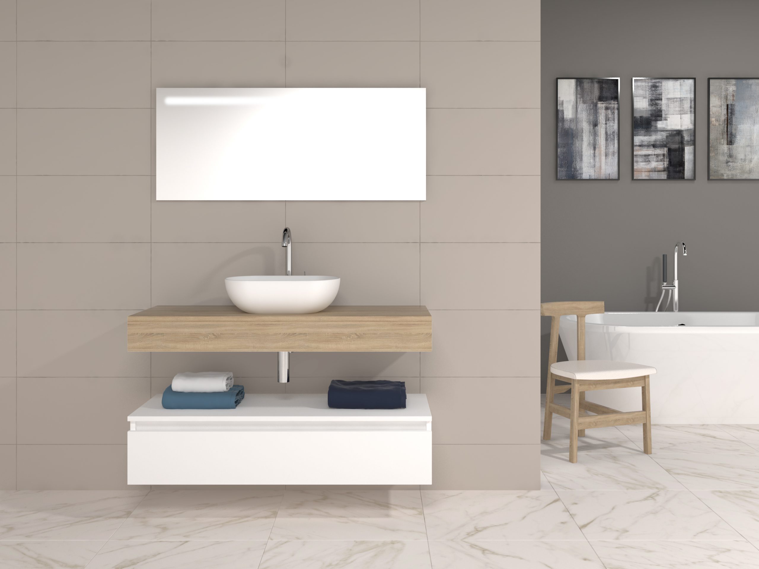 Pack Córcega con lavabo sobreencimera y espejo LED