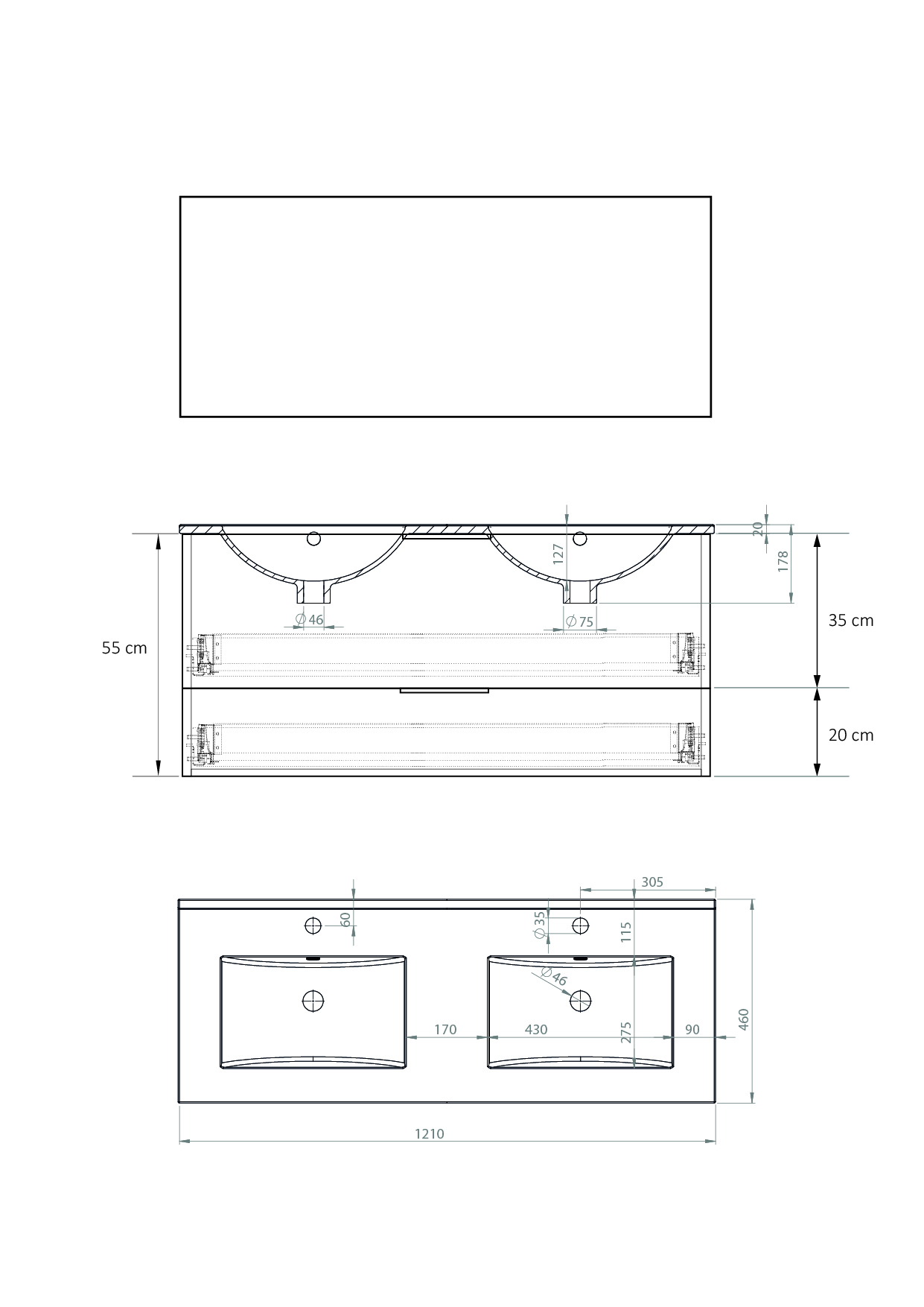 Pack Orléans avec lavabo et miroir LED