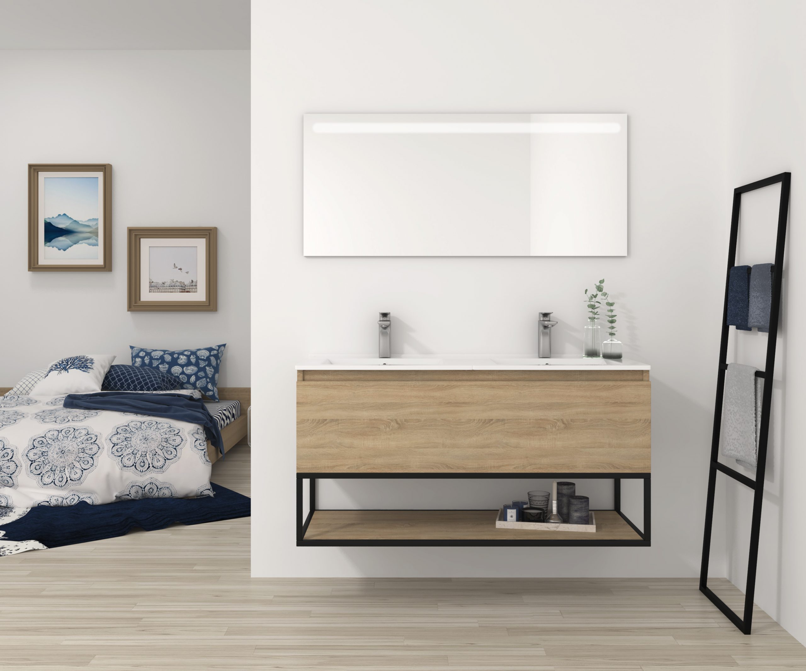 Pack Adour avec lavabo et miroir LED