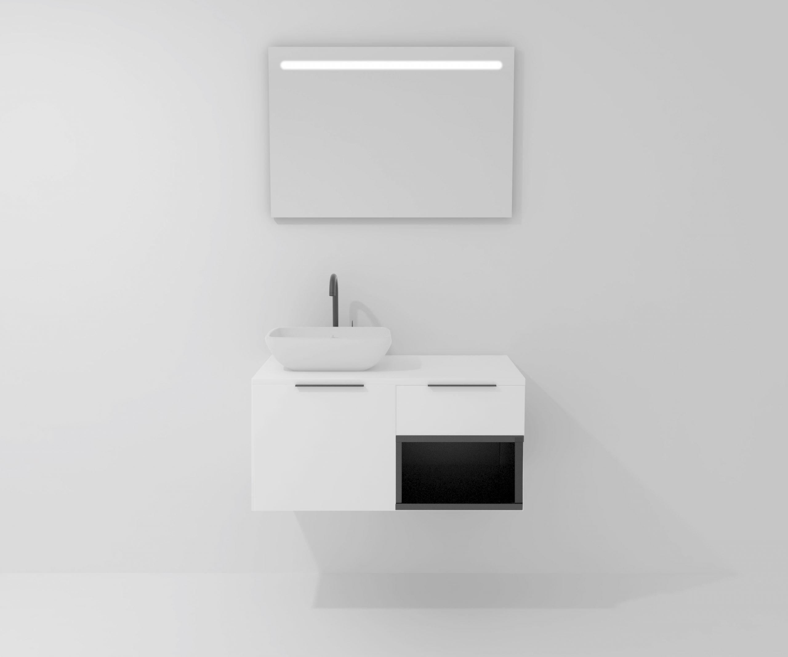 Pack base + évier + miroir LED