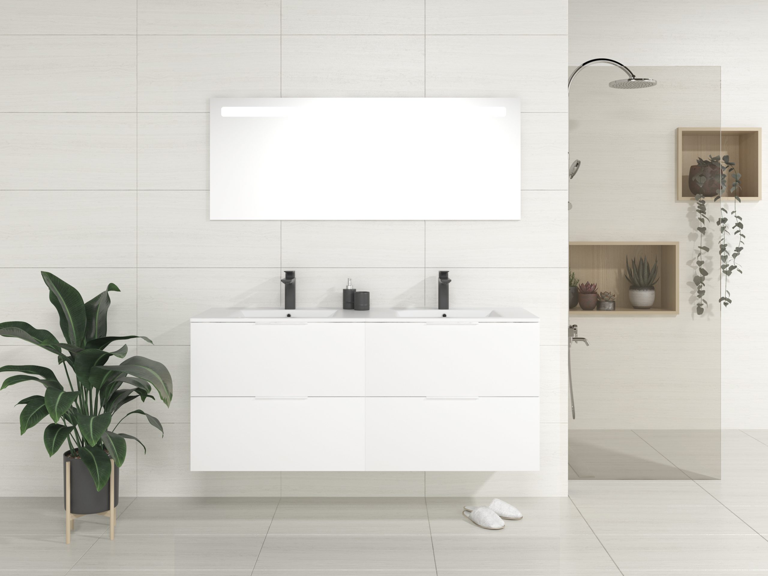 Pack Bruche + lavabo + miroir LED
