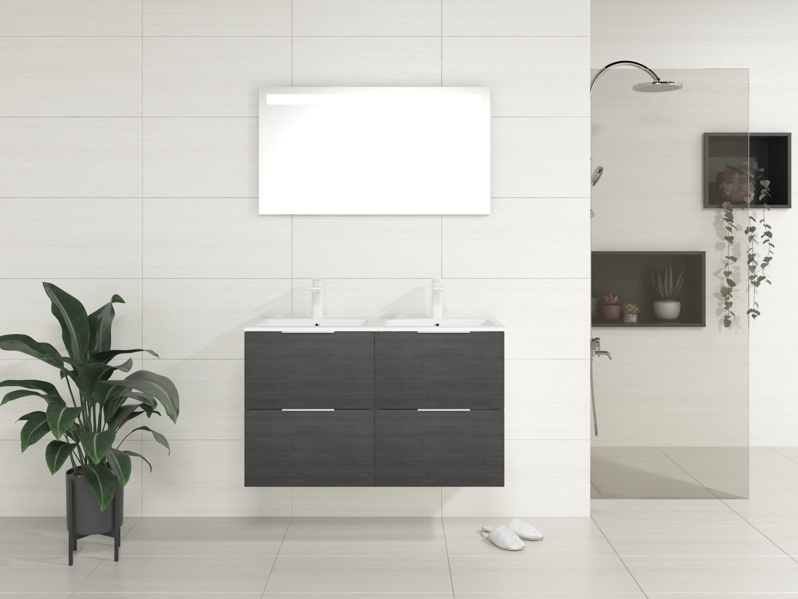 Pack Bruche + lavabo + miroir LED