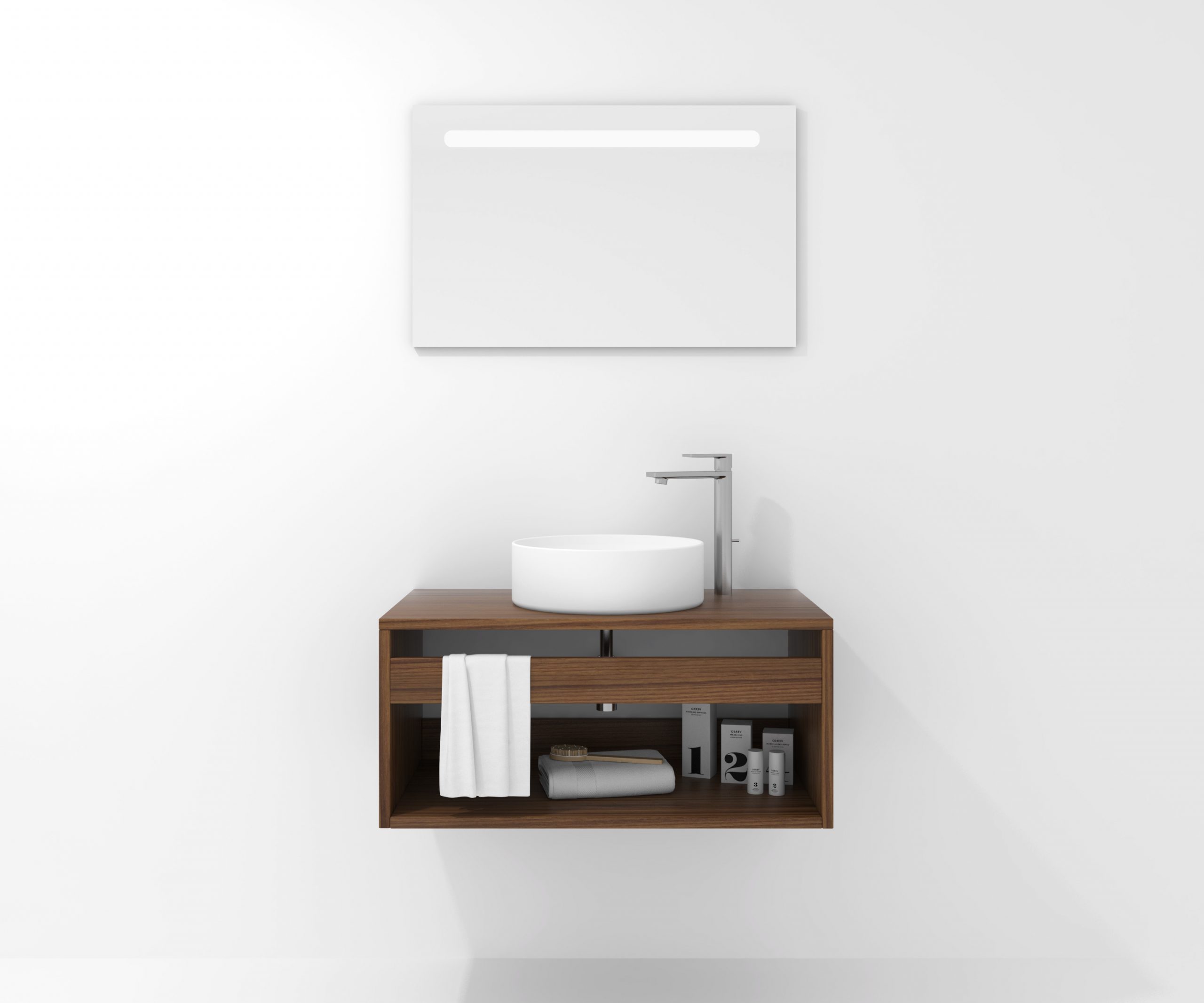 Pack Bordeaux avec lavabo et miroir LED