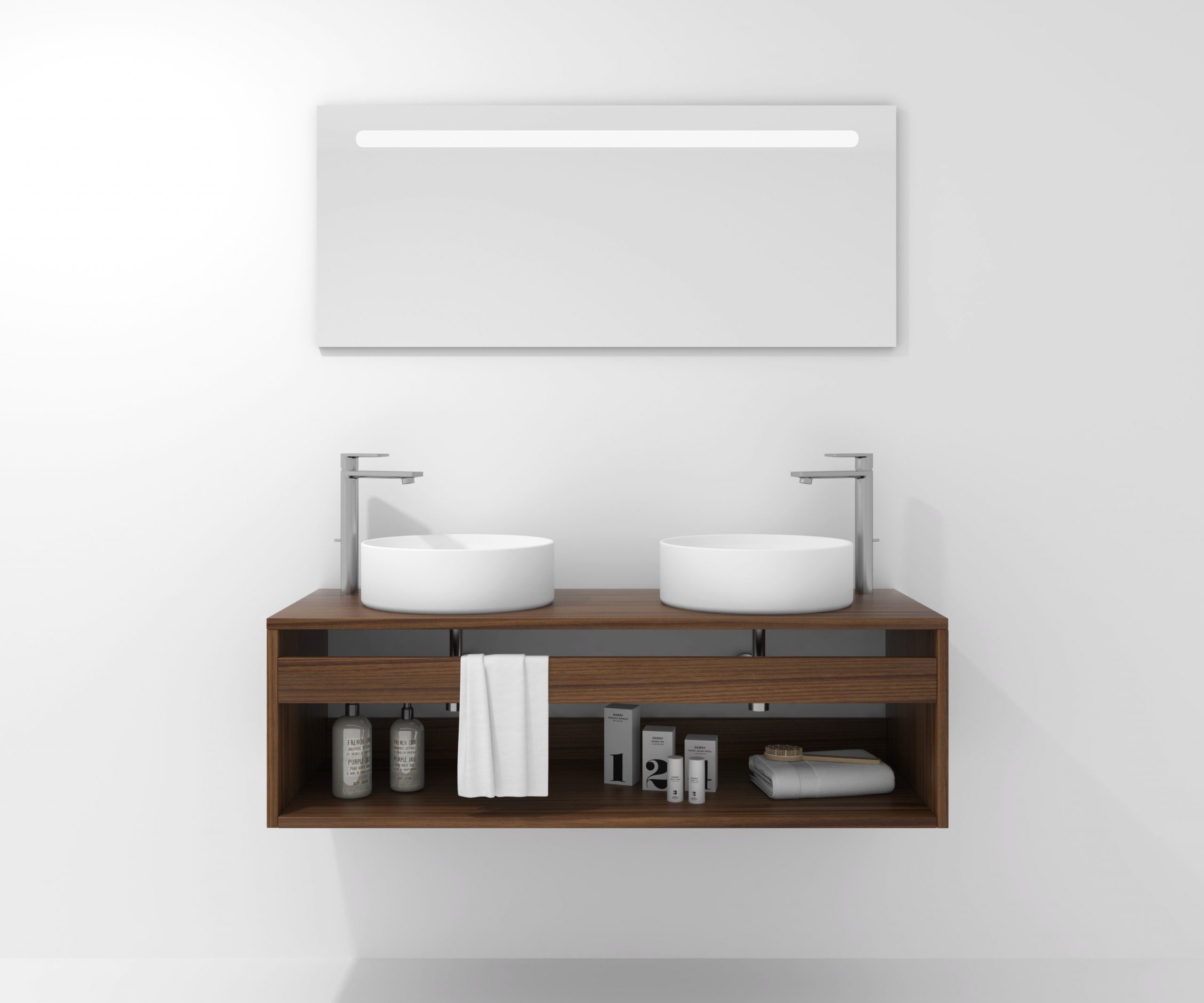 Pack Bordeaux avec lavabo et miroir LED