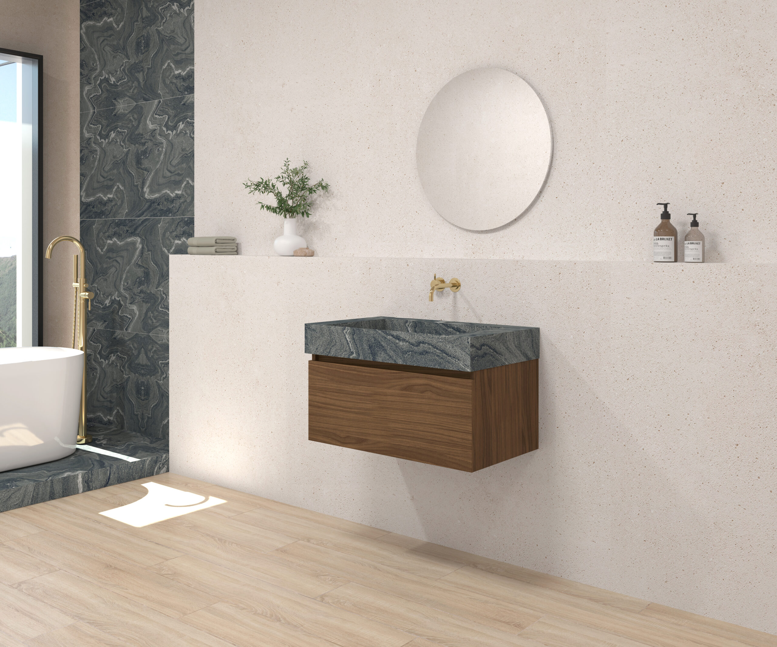 Pack DEBUSSY + évier Sapienston + miroir rond